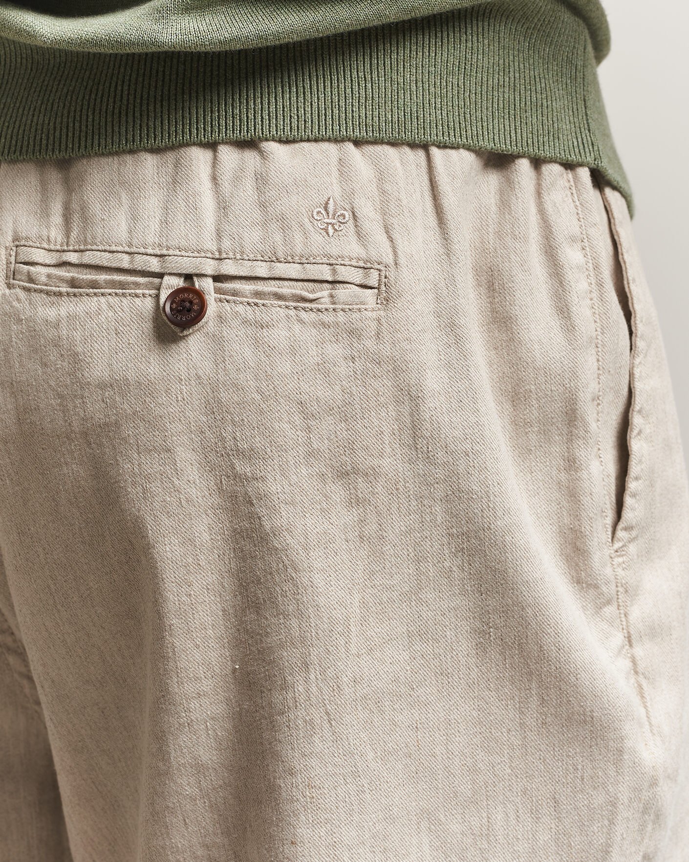 Uomini | Pantaloni | Morris | Fenix Linen Trousers Khaki
