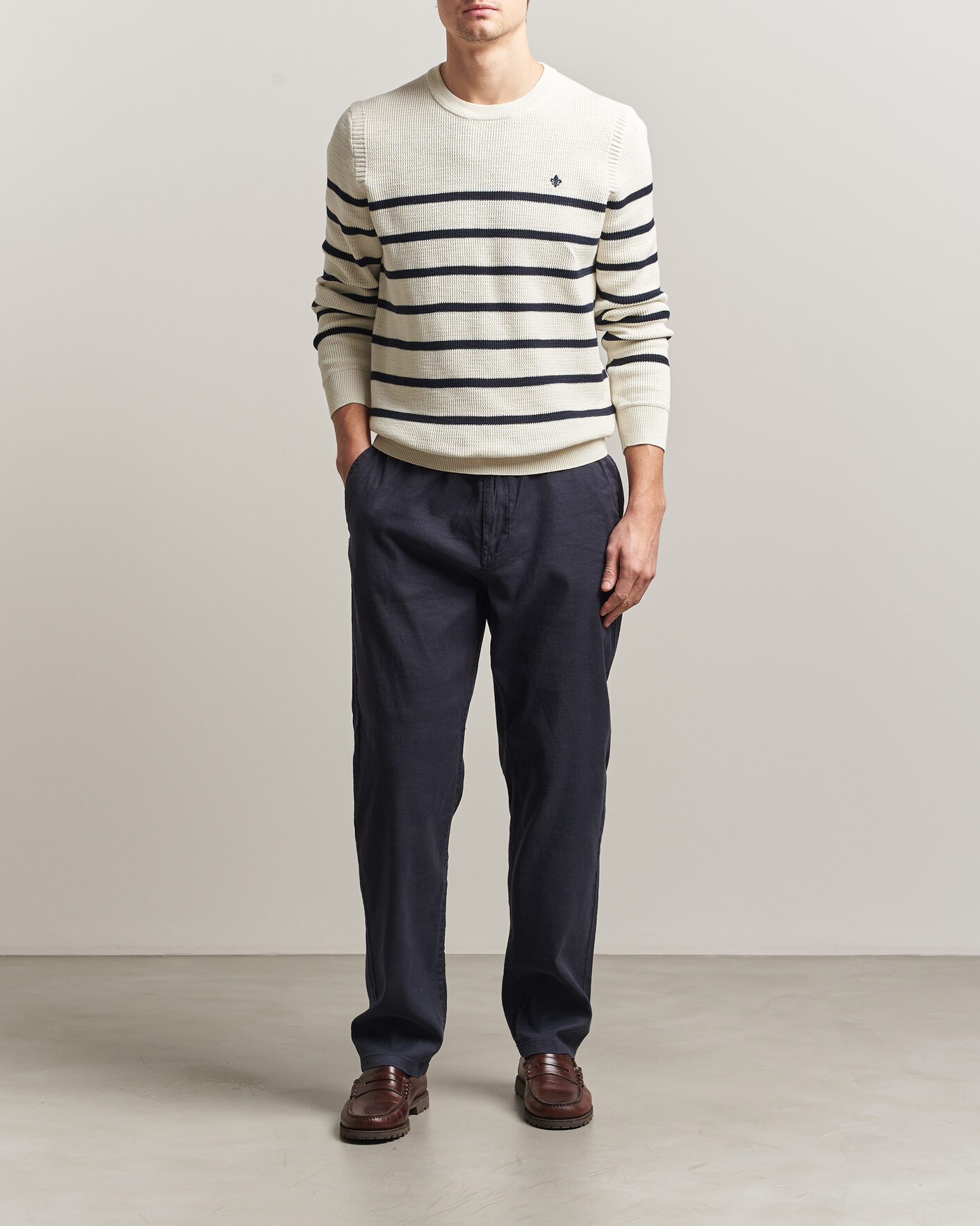 Uomini | Pantaloni | Morris | Fenix Linen Trousers Navy