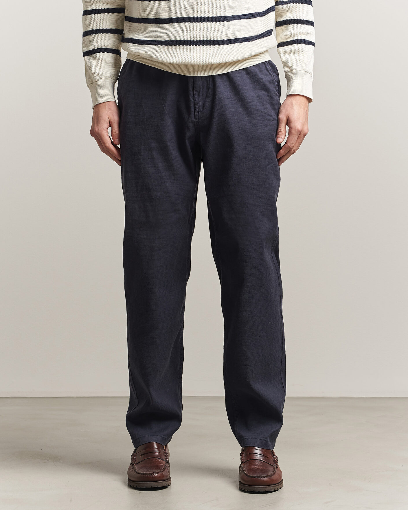 Uomini | Pantaloni | Morris | Fenix Linen Trousers Navy