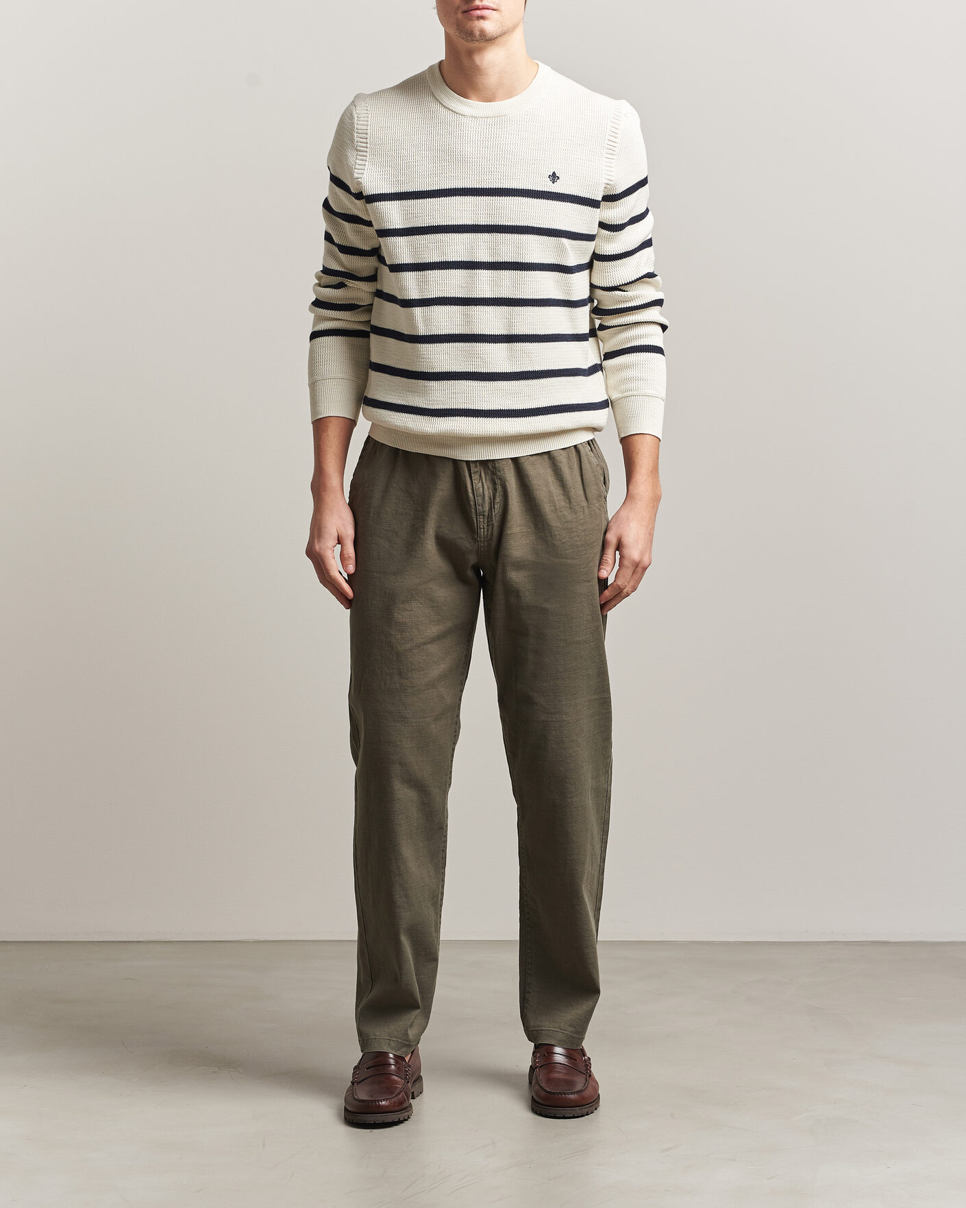 Uomini | Pantaloni | Morris | Fenix Linen Trousers Olive
