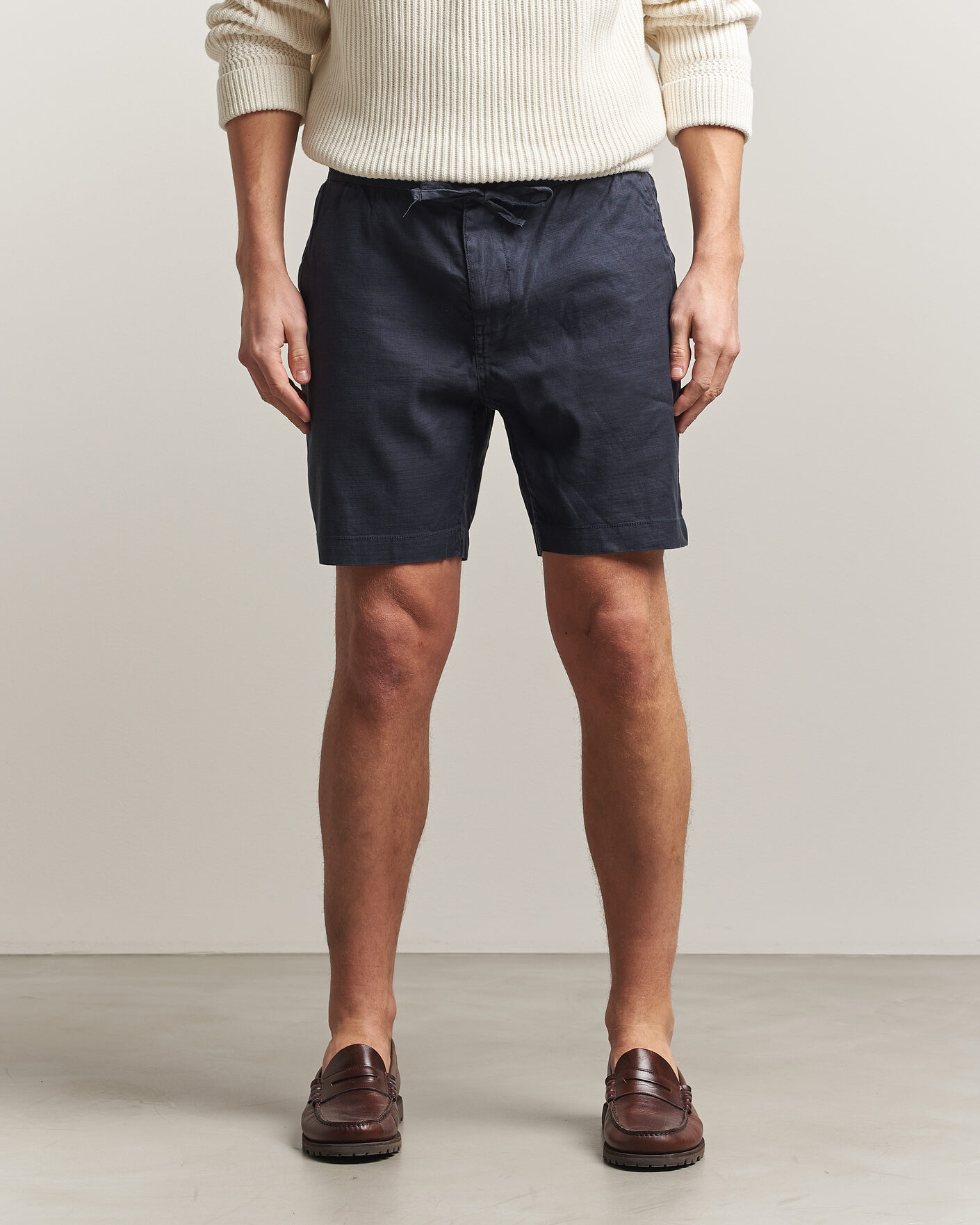 Uomini | Pantaloncini | Morris | Fenix Linen Shorts Dark Blue