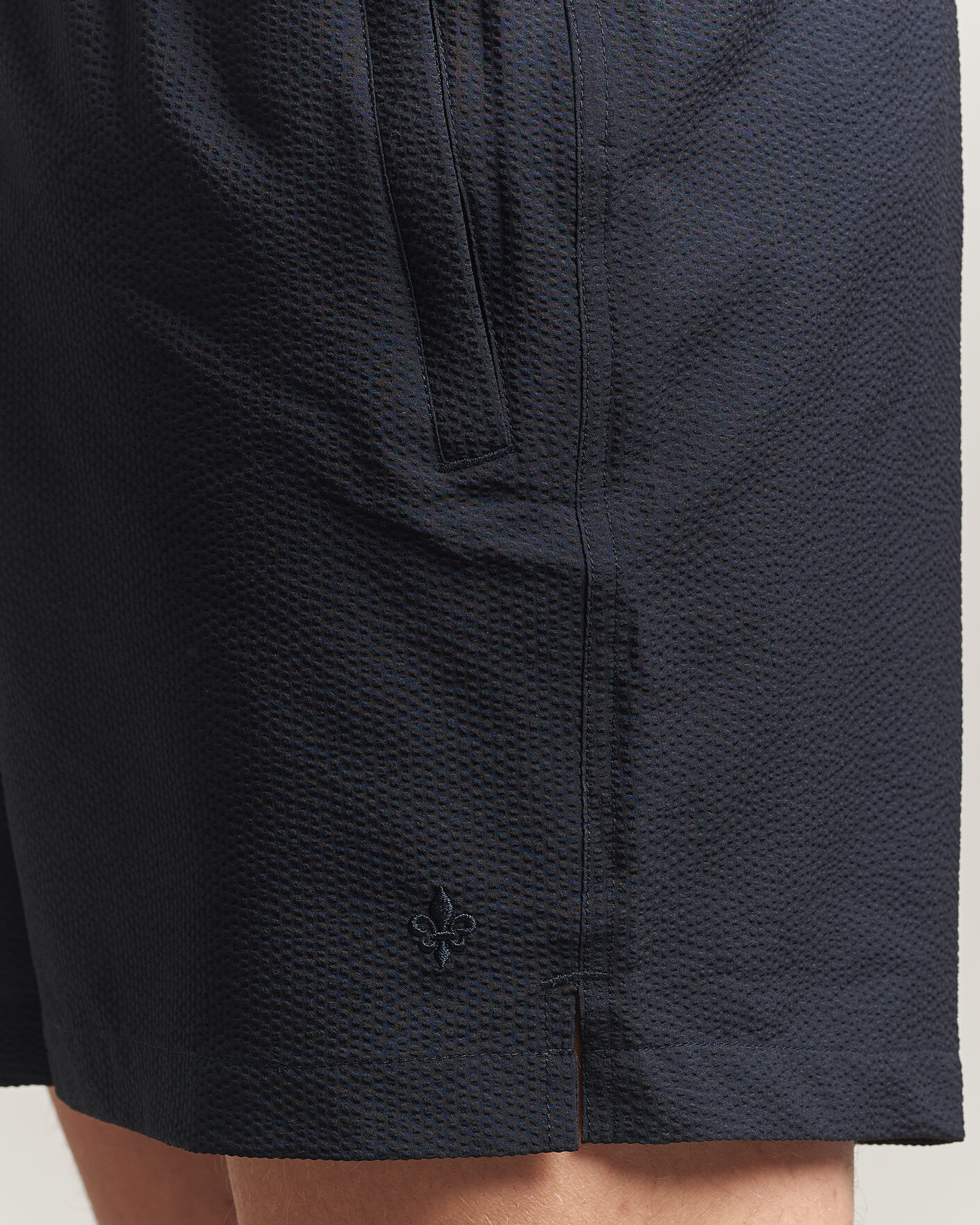 Uomini | Costumi da bagno | Morris | Seersucker Bathing Trunks Dark Blue