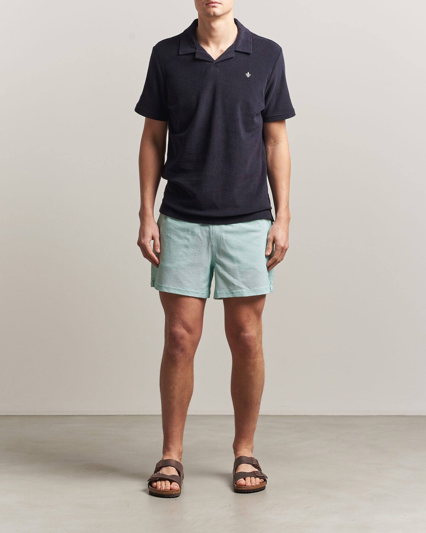 Uomini | Costumi da bagno | Morris | Seersucker Bathing Trunks Green