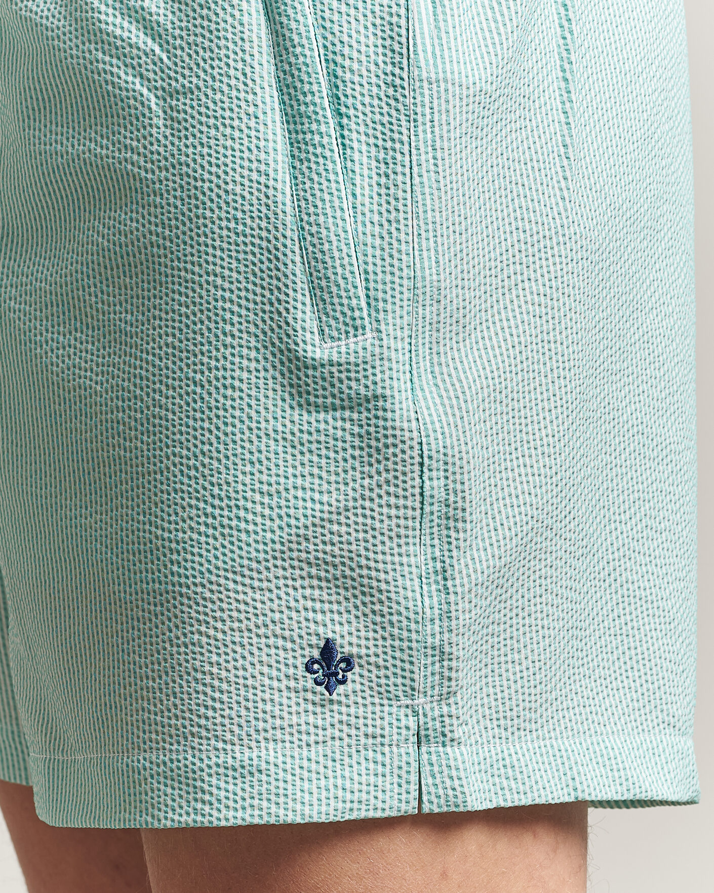 Uomini | Costumi da bagno | Morris | Seersucker Bathing Trunks Green