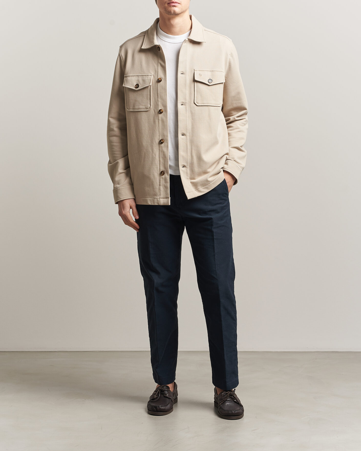 Uomini | Camicie | Morris | Andrew Jersey Overshirt Khaki