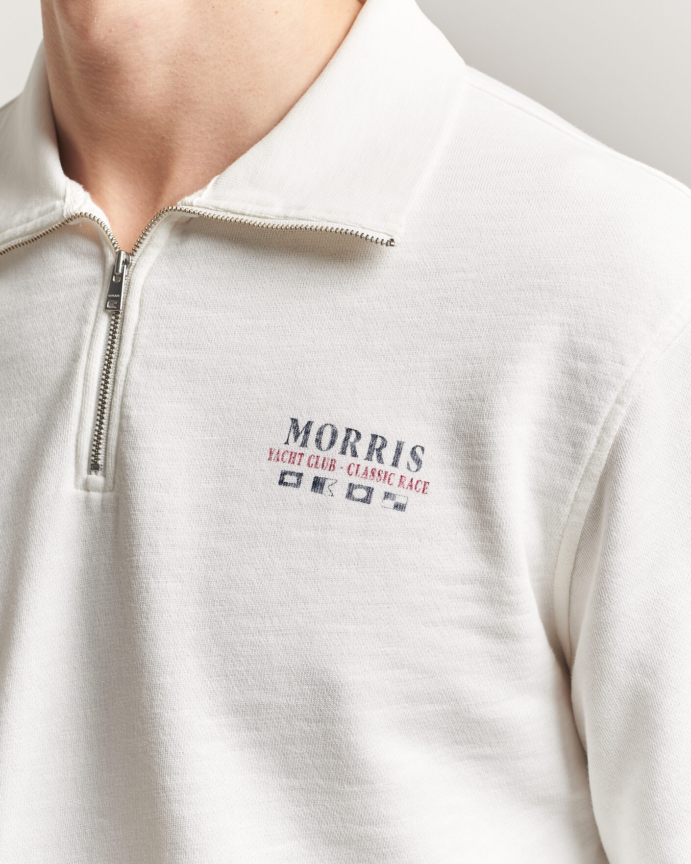 Uomini | Maglieria | Morris | Northcott Slub Half-Zip White