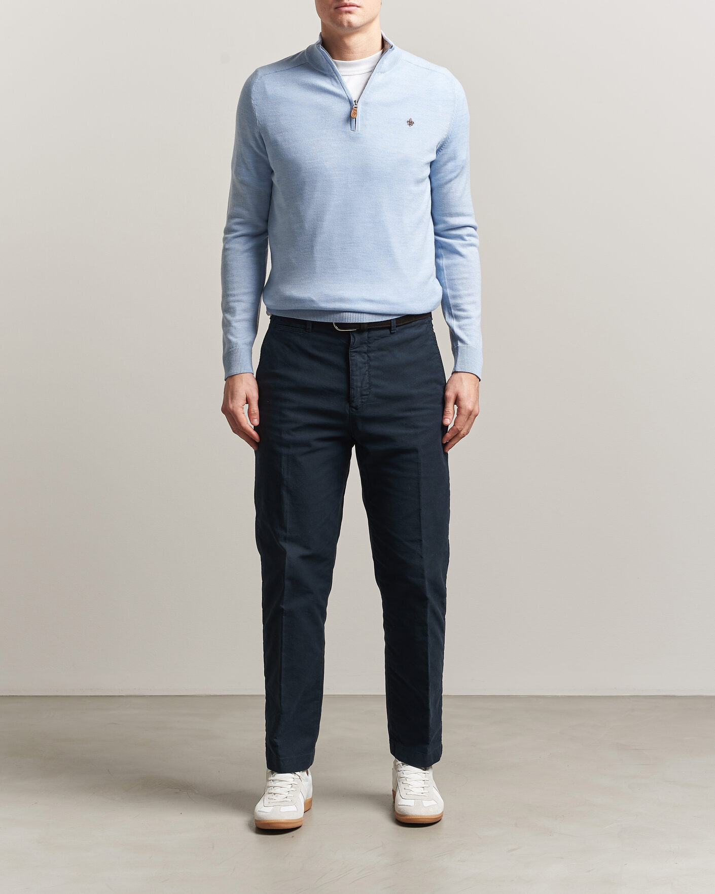 Uomini | Maglieria | Morris | John Merino Half-Zip Light Blue