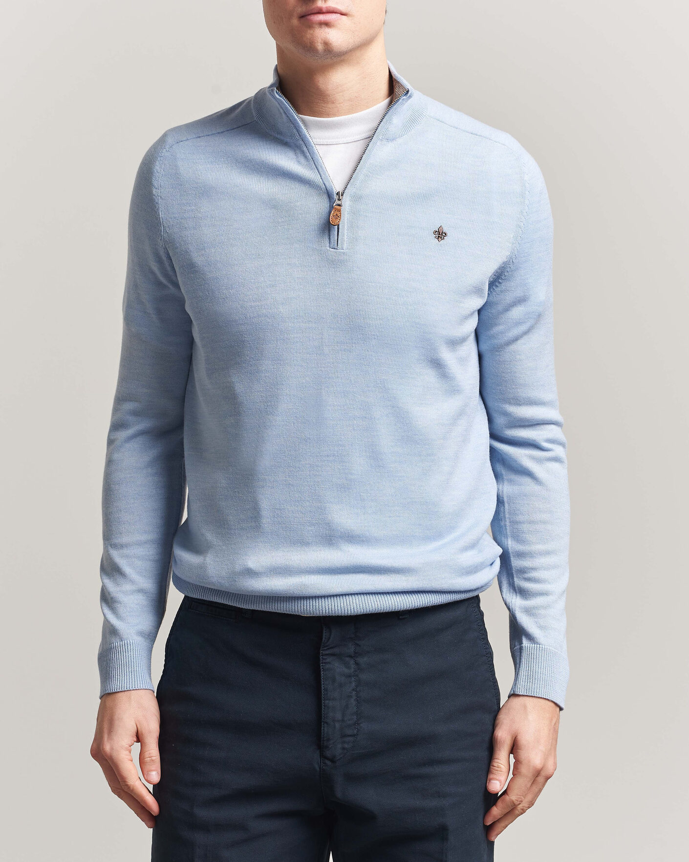 Uomini | Maglieria | Morris | John Merino Half-Zip Light Blue