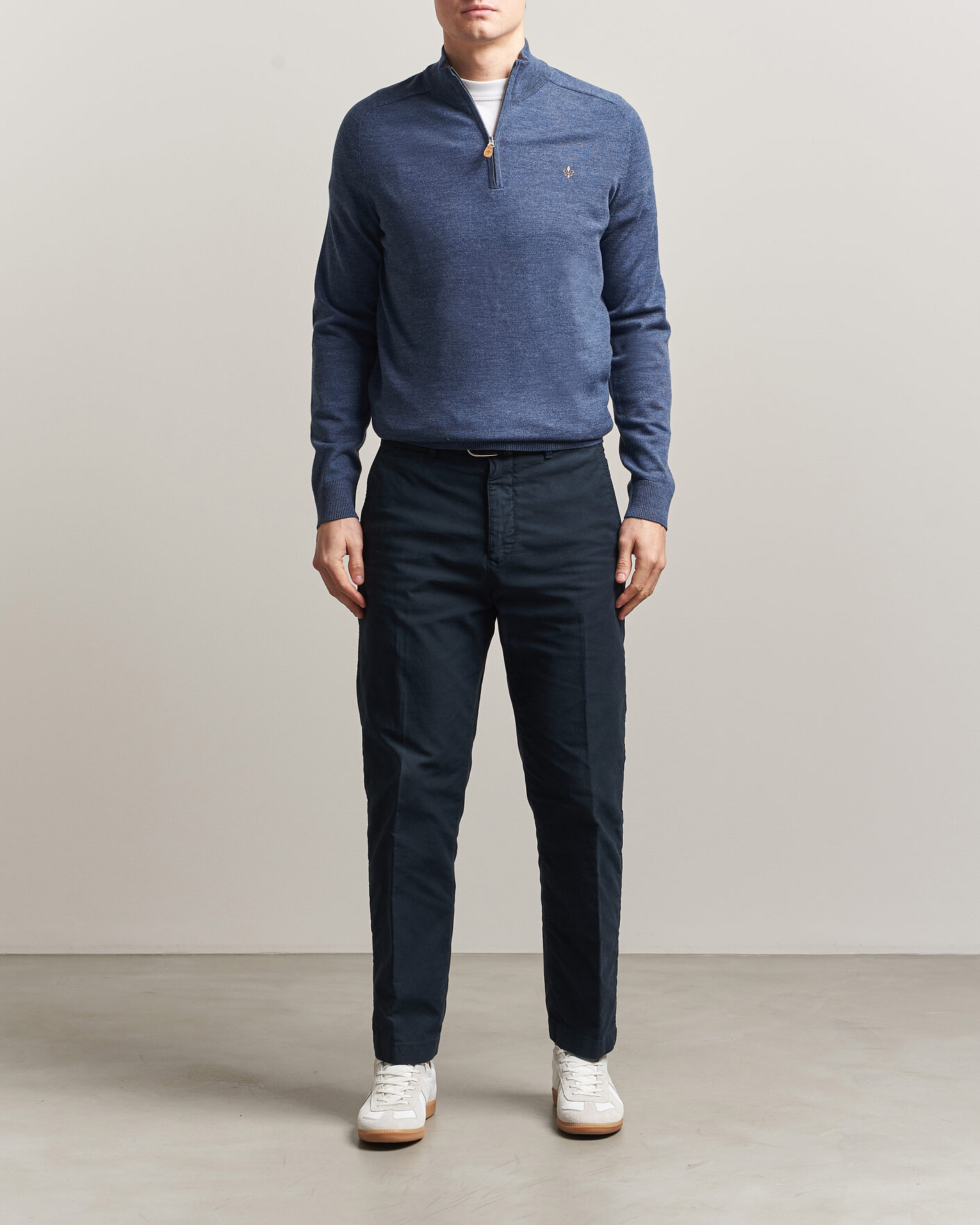 Uomini | Maglieria | Morris | John Merino Half-Zip Blue