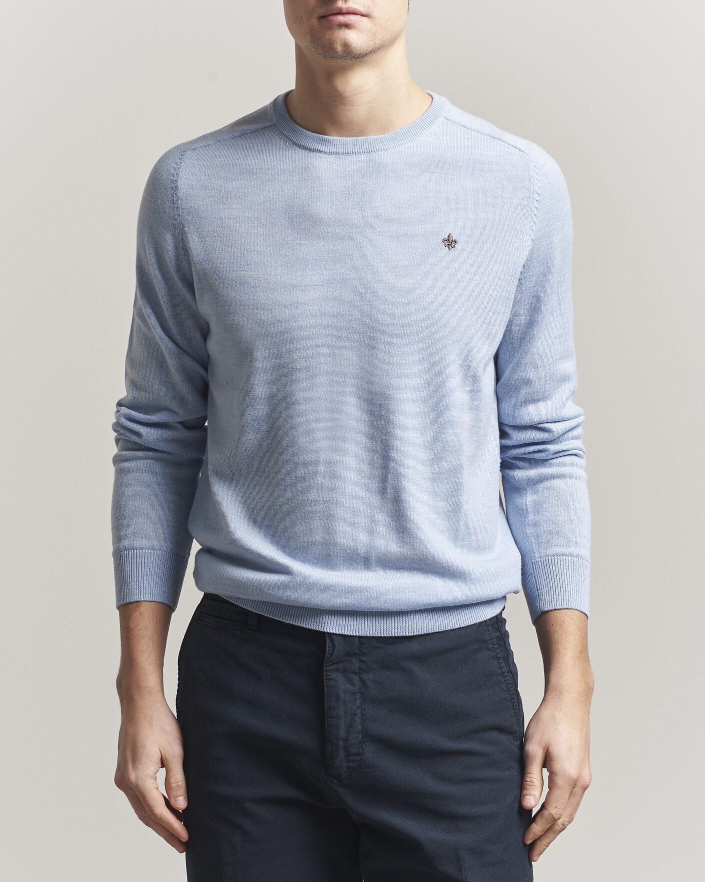 Uomini | Maglieria | Morris | Merino Oneck Light Blue