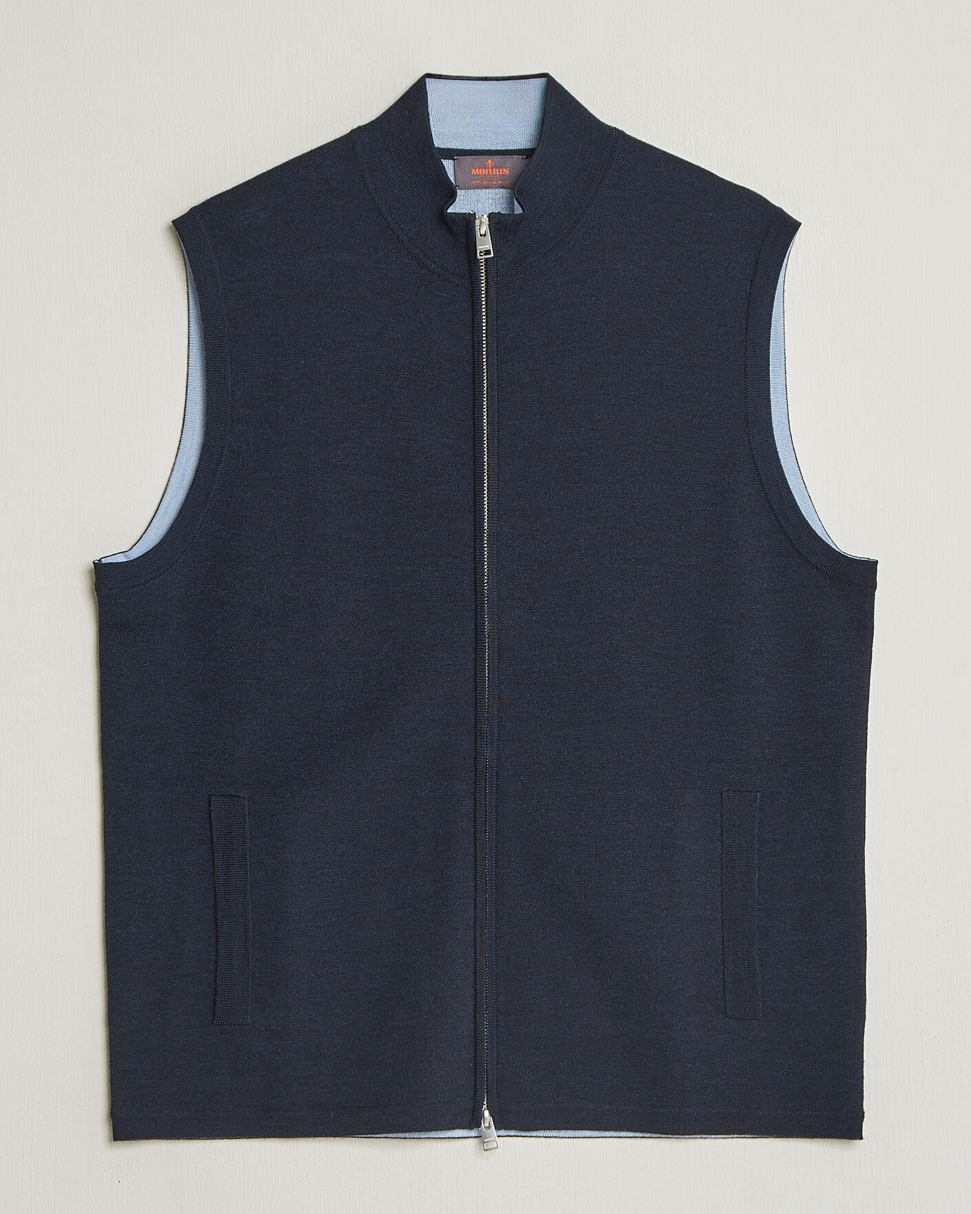 Uomini | Maglieria | Morris | Merino Double Zip Vest Navy
