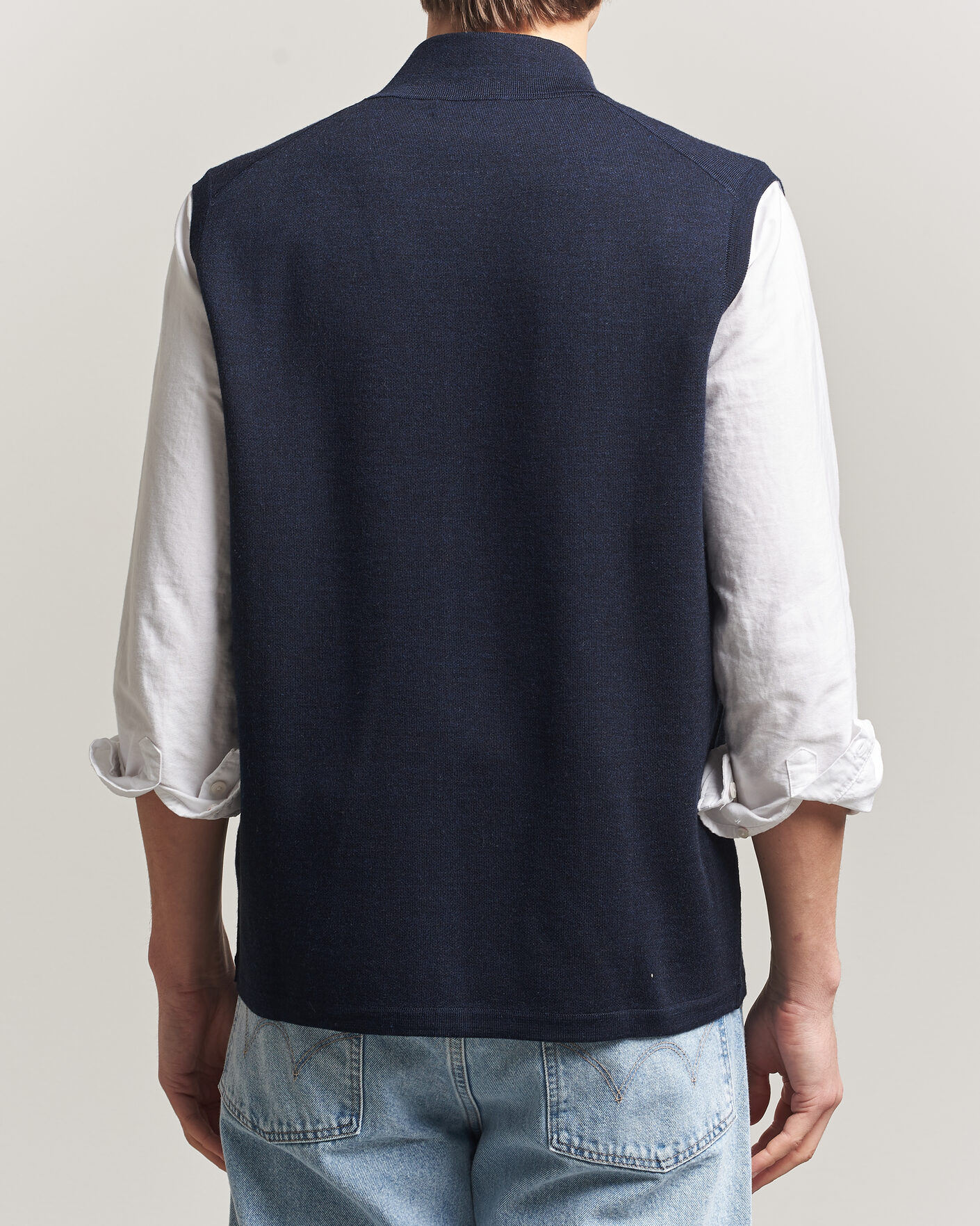 Uomini | Maglieria | Morris | Merino Double Zip Vest Navy