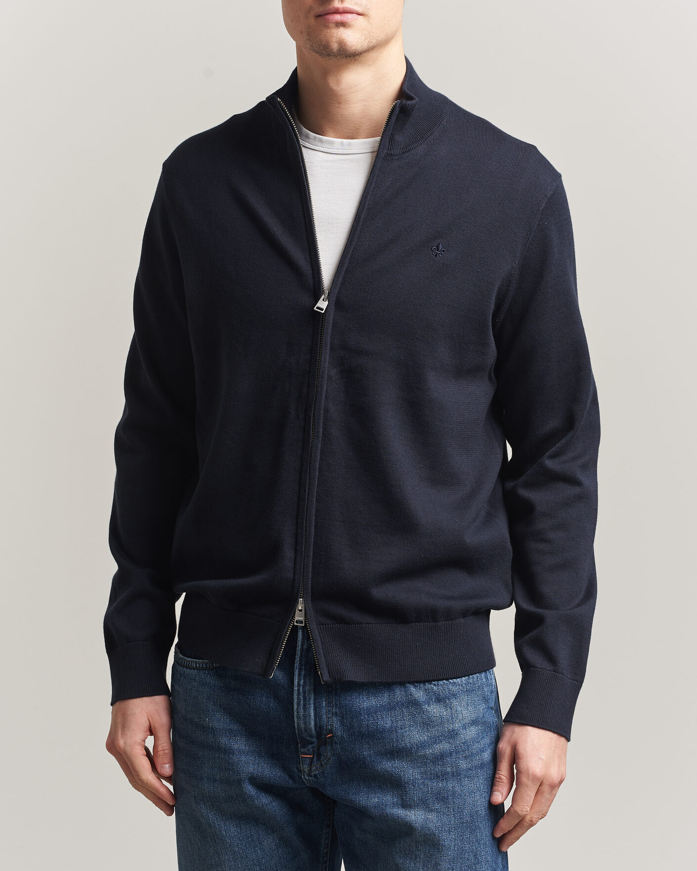 Uomini | Maglieria | Morris | Riley Zip Cardigan Navy