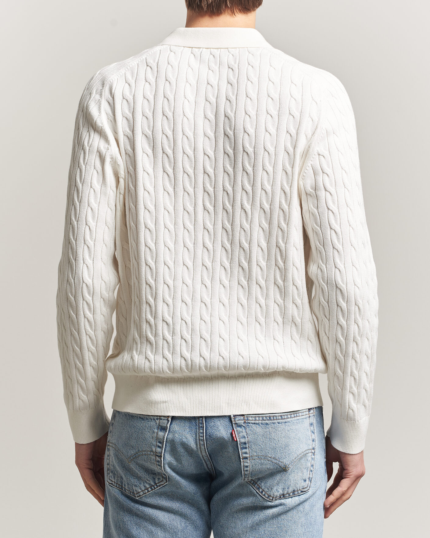Uomini | Maglieria | Morris | Lancaster Cable Polo Off White
