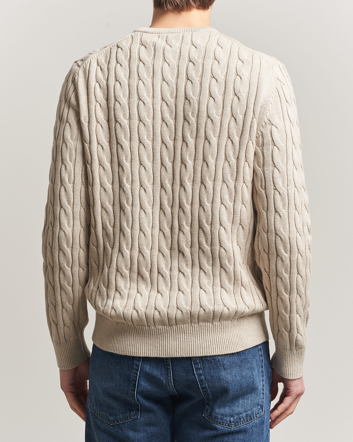 Uomini | Maglieria | Morris | Ethan Cable Oneck Khaki