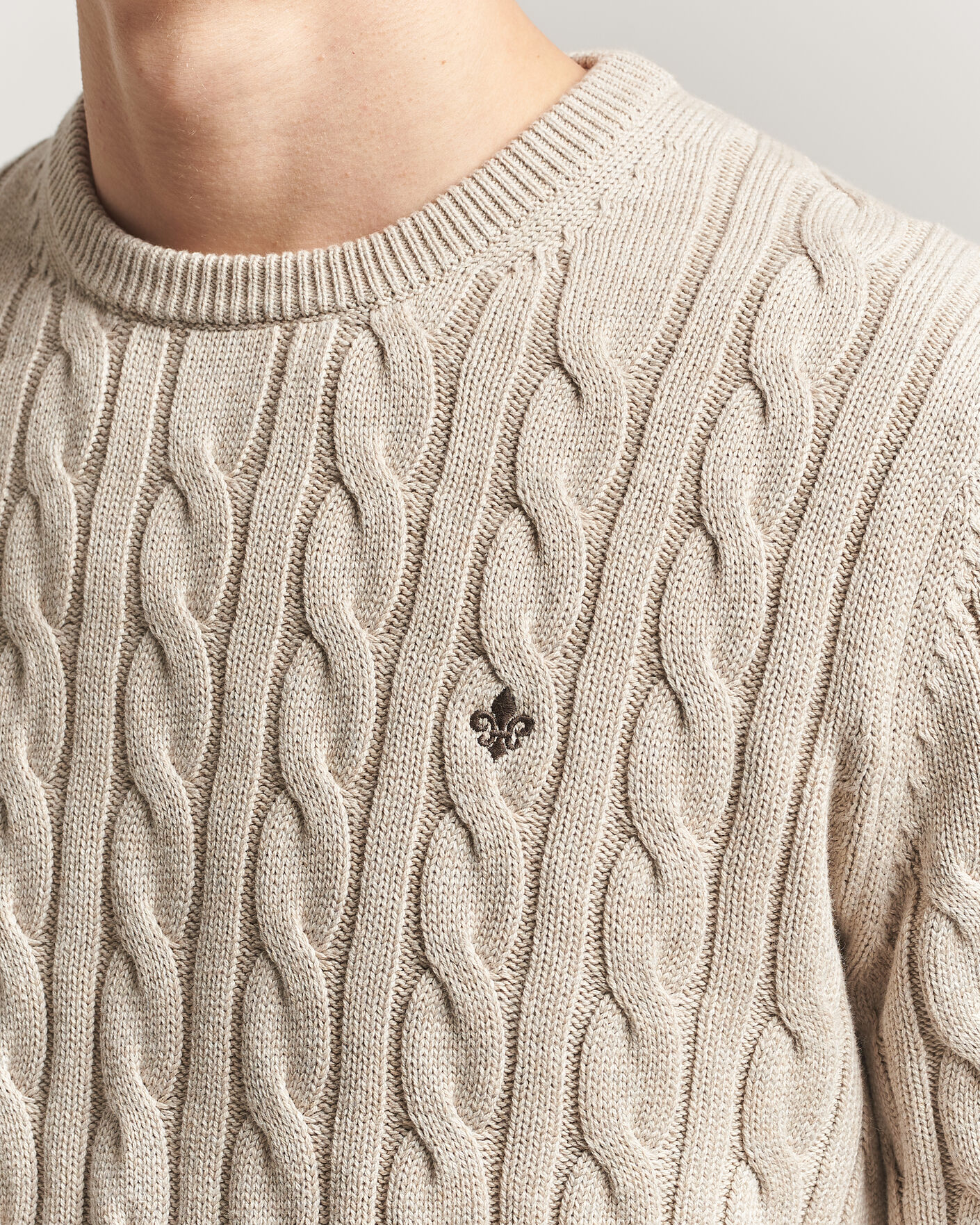 Uomini | Maglieria | Morris | Ethan Cable Oneck Khaki