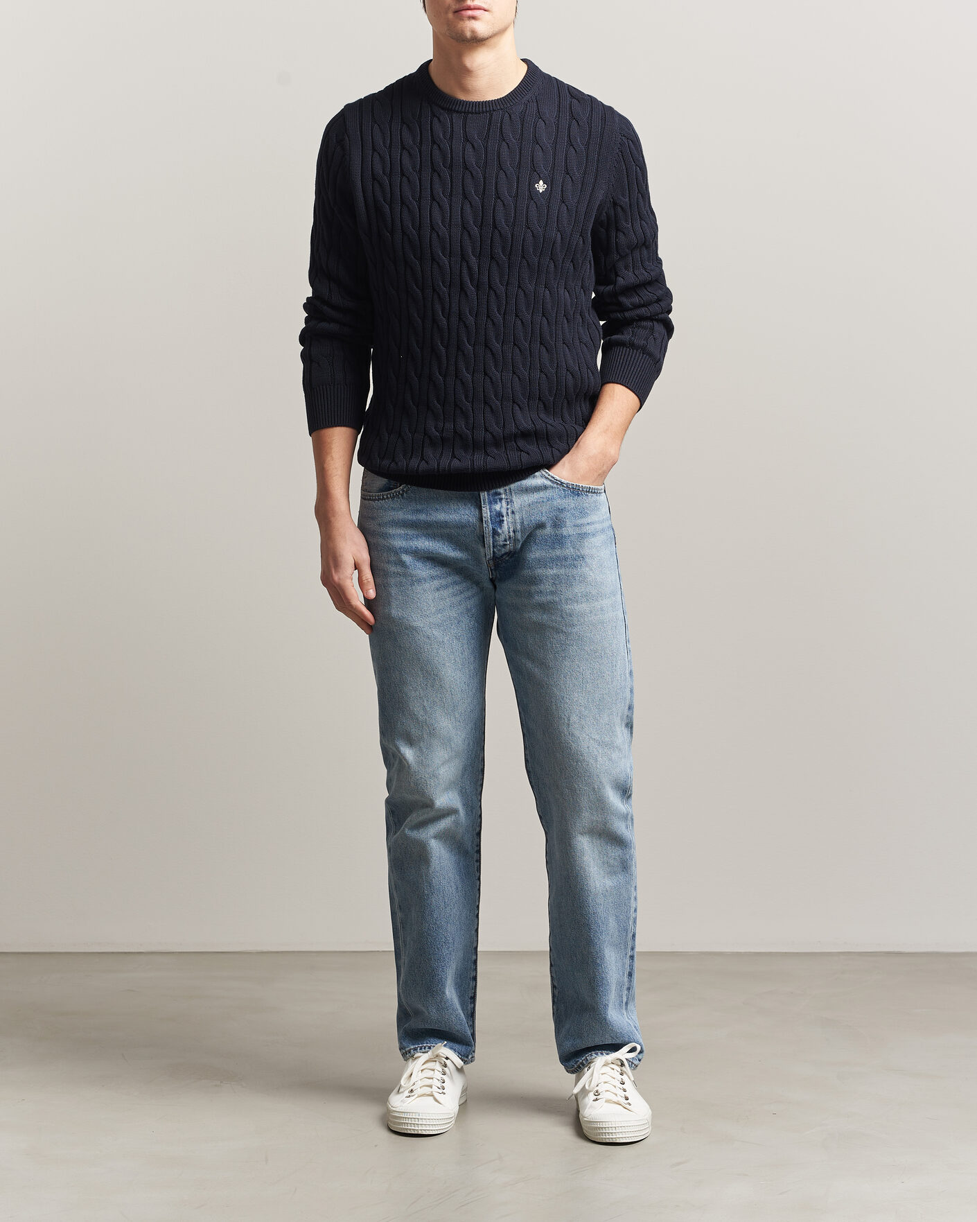 Uomini | Maglieria | Morris | Ethan Cable Oneck Navy