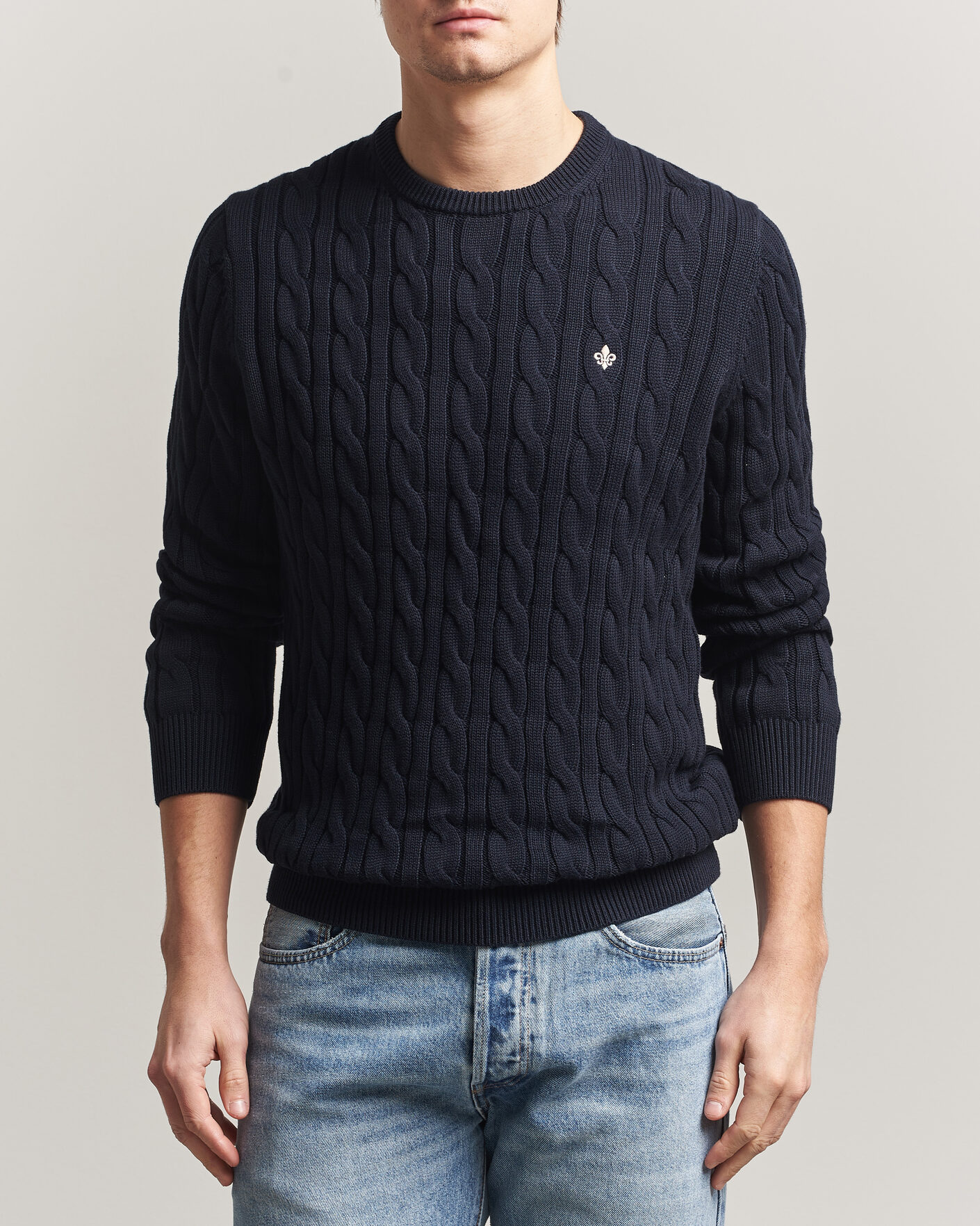Uomini | Maglieria | Morris | Ethan Cable Oneck Navy