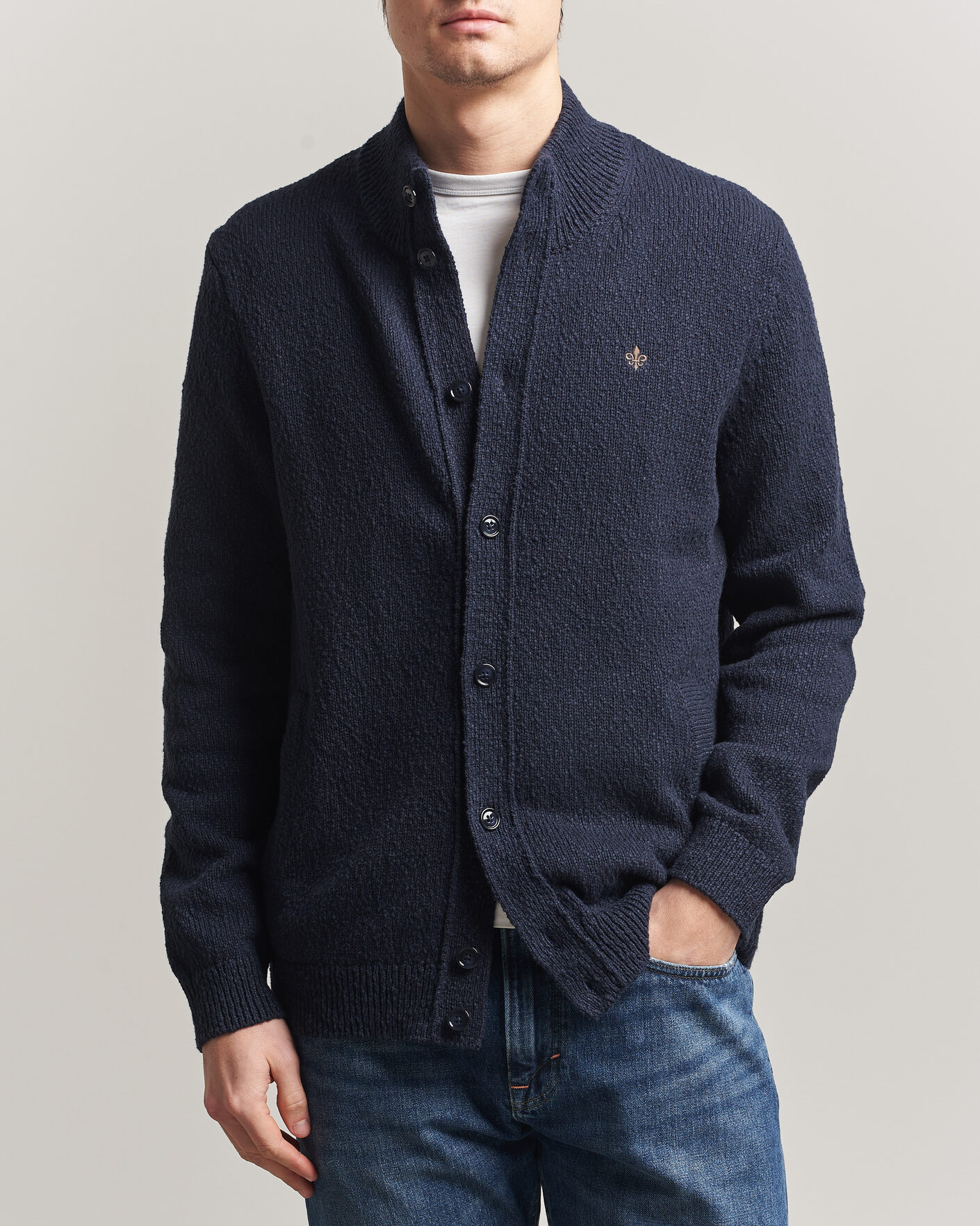 Uomini | Maglieria | Morris | Windham Button Cardigan Navy