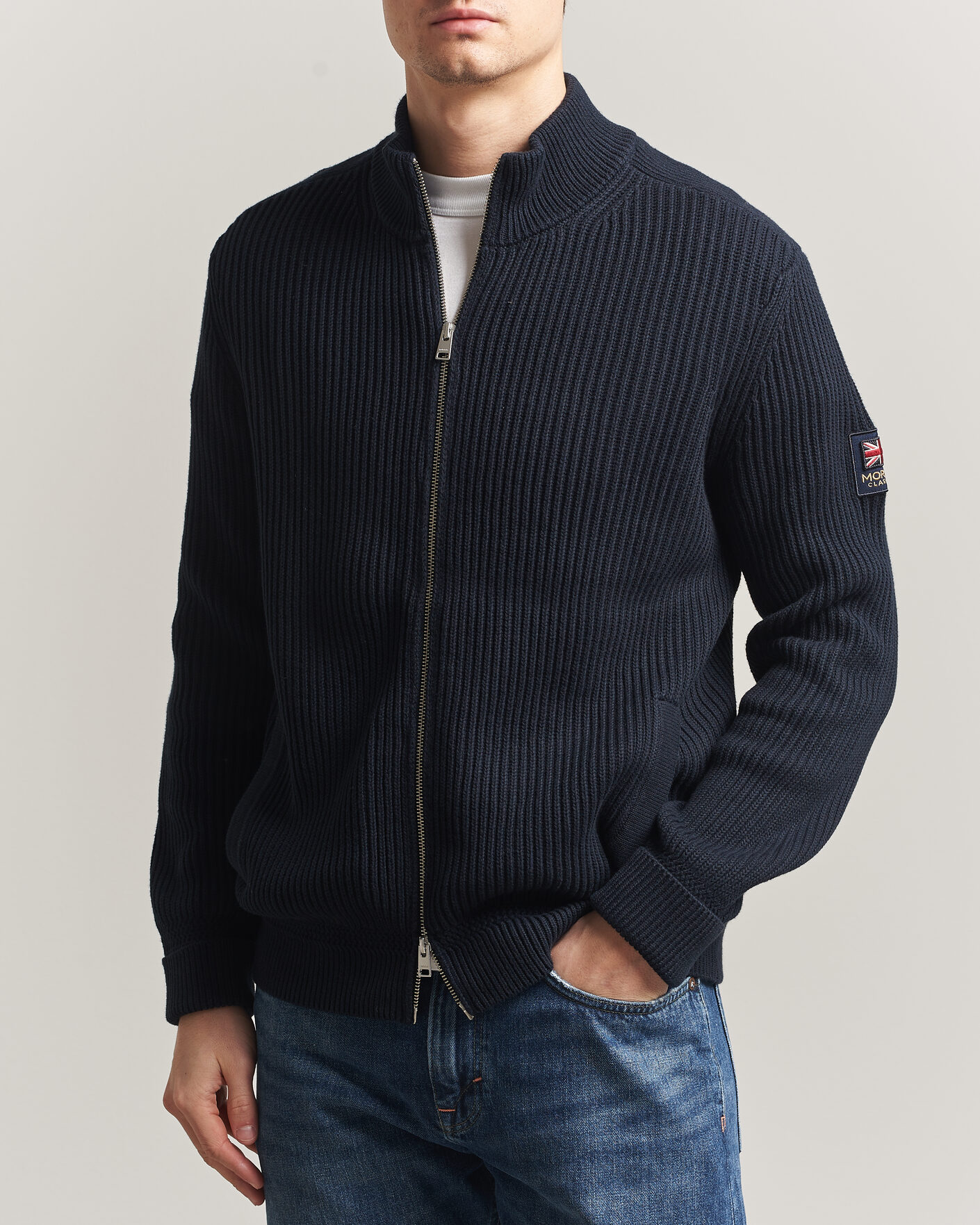 Uomini | Maglieria | Morris | Brenton Full-Zip Cardigan Navy
