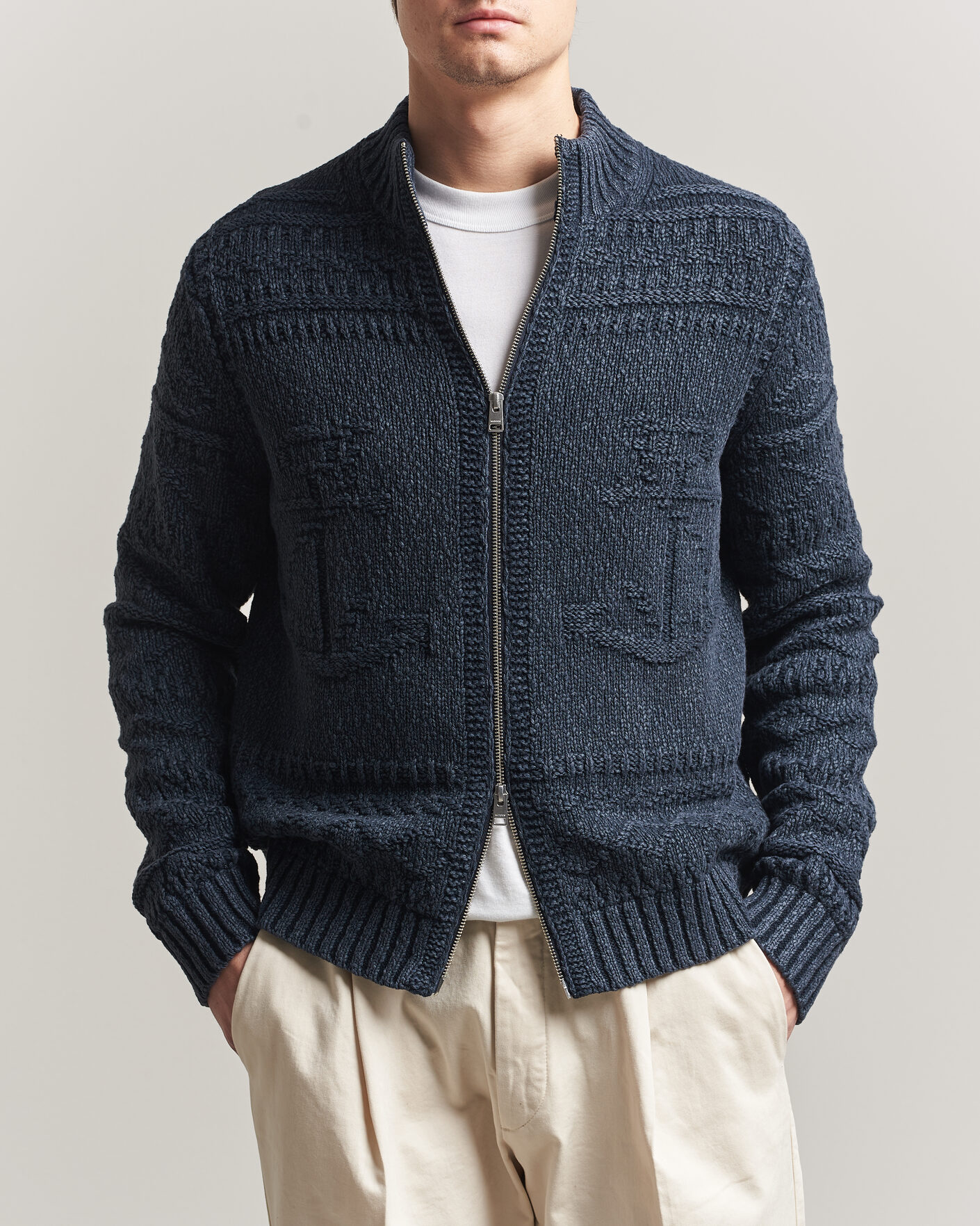 Uomini | Maglieria | Morris | Chatham Knitted Jacket Navy