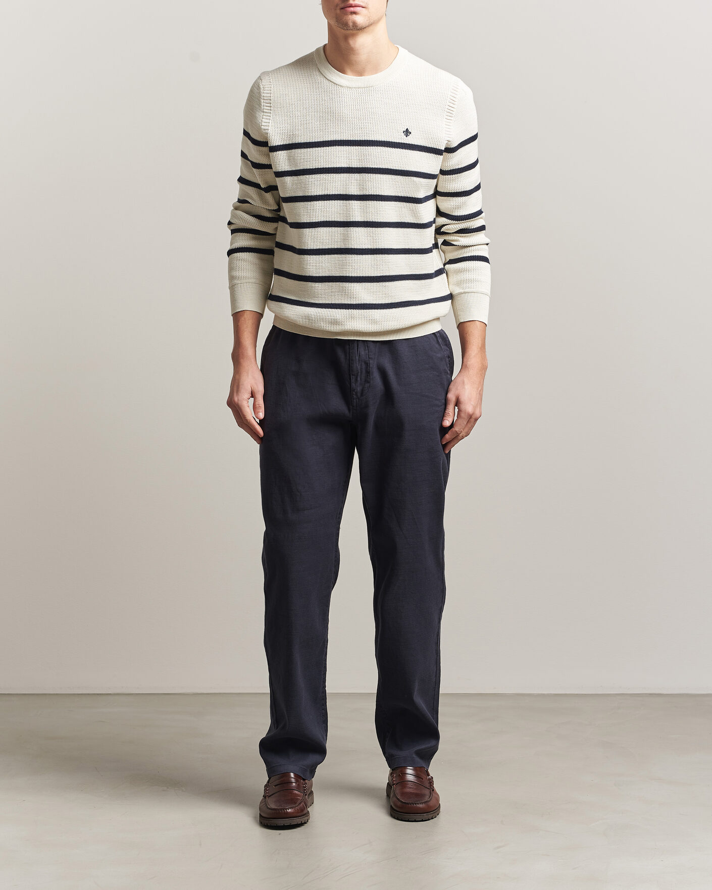 Uomini | Maglieria | Morris | Benedict Stripe Oneck Off White