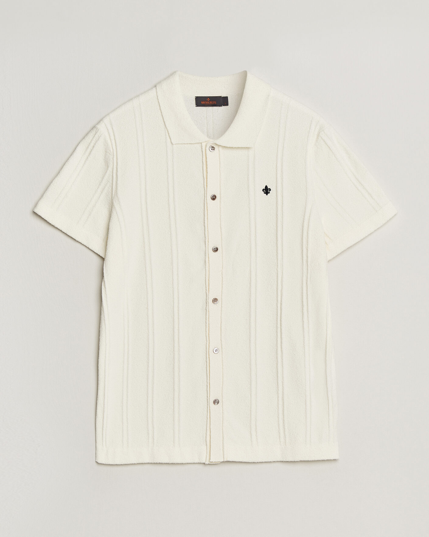 Uomini | Camicie | Morris | Clayton Knitted Short Sleeve Shirt Off White