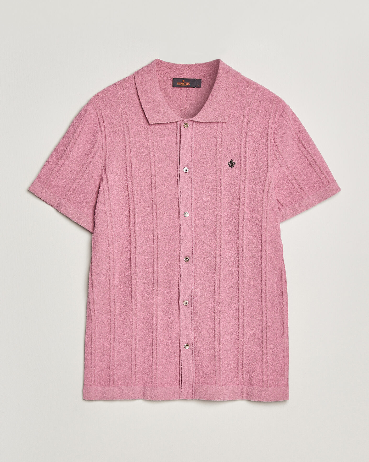 Uomini | Camicie | Morris | Clayton Knitted Short Sleeve Shirt Pink