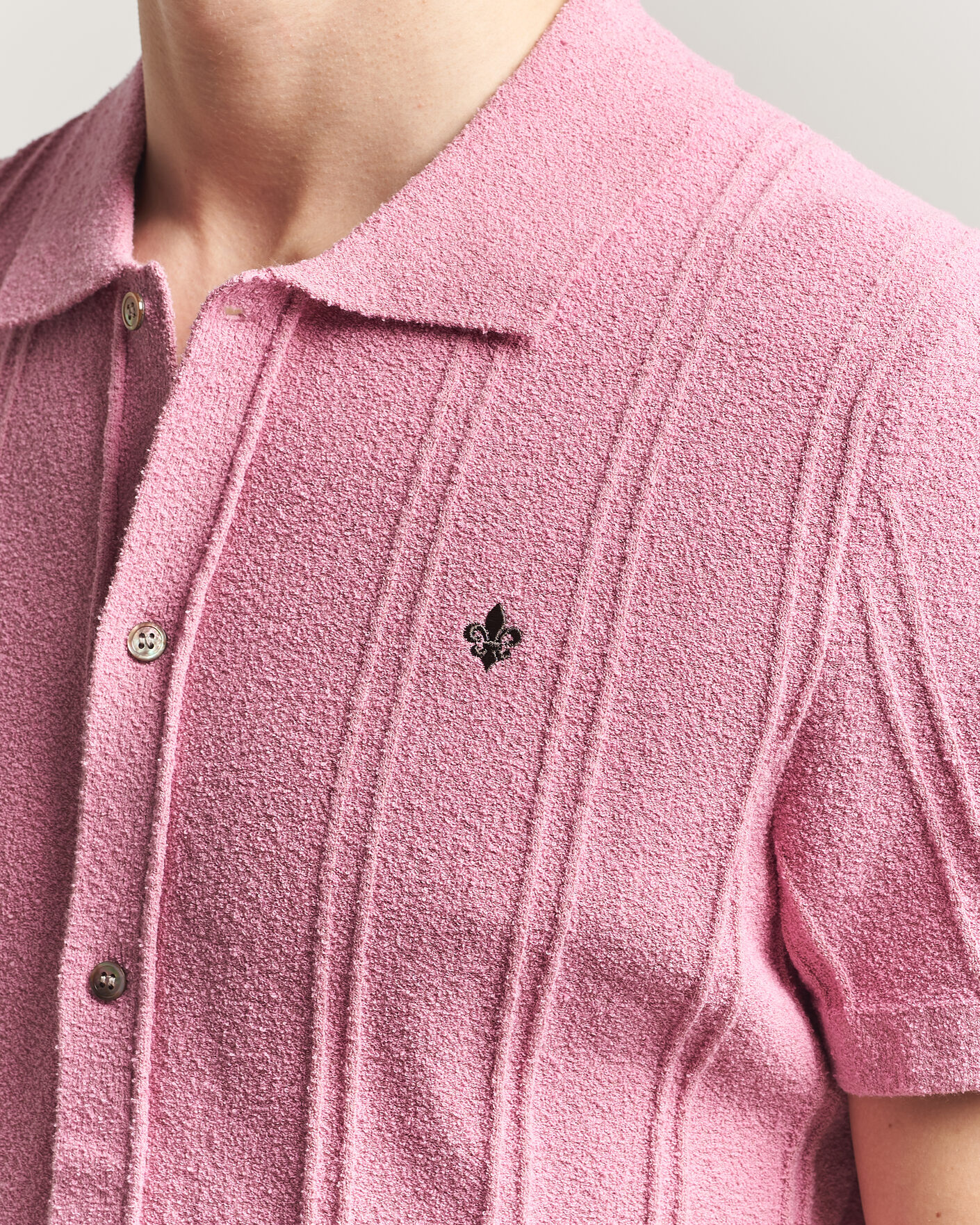 Uomini | Camicie | Morris | Clayton Knitted Short Sleeve Shirt Pink