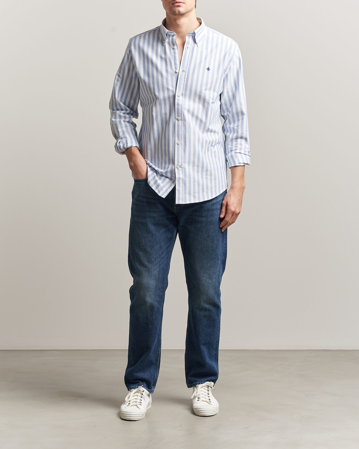 Uomini | Camicie | Morris | Douglas Striped Oxford Shirt Light Blue