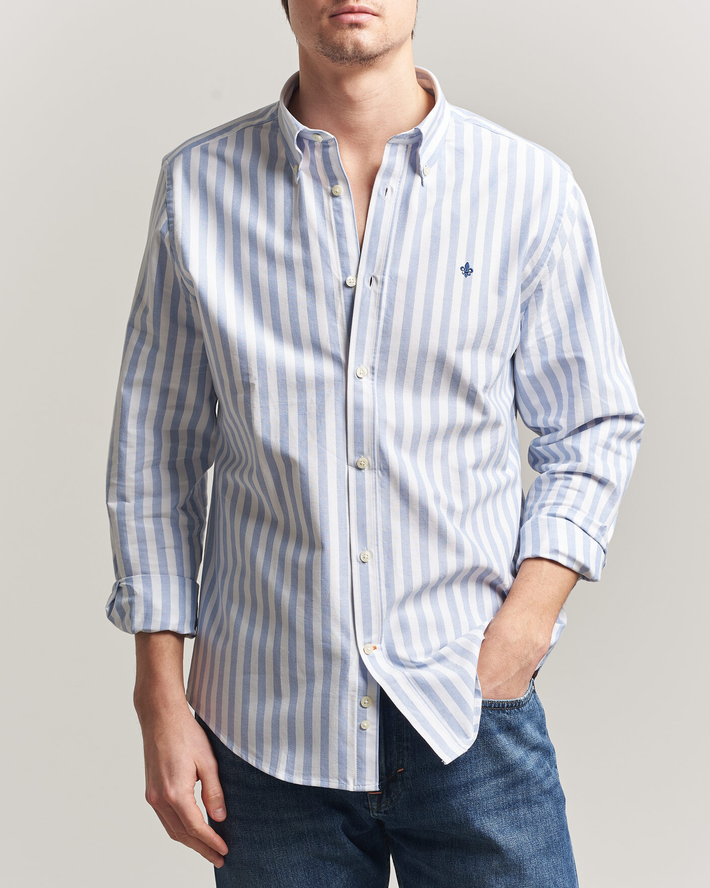 Uomini | Camicie | Morris | Douglas Striped Oxford Shirt Light Blue