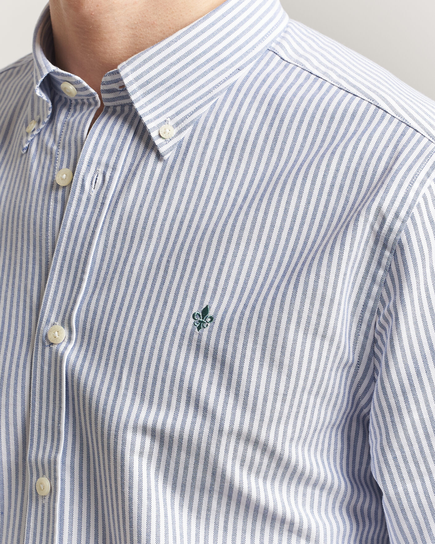 Uomini | Camicie | Morris | Douglas Striped Oxford Shirt Dark Blue