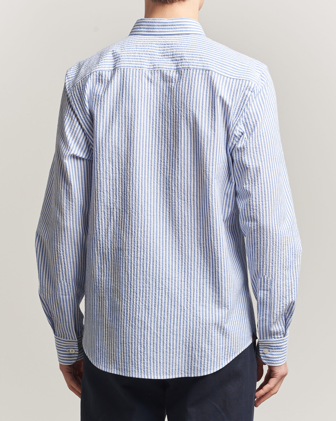 Uomini | Camicie | Morris | Seersucker Shirt Blue