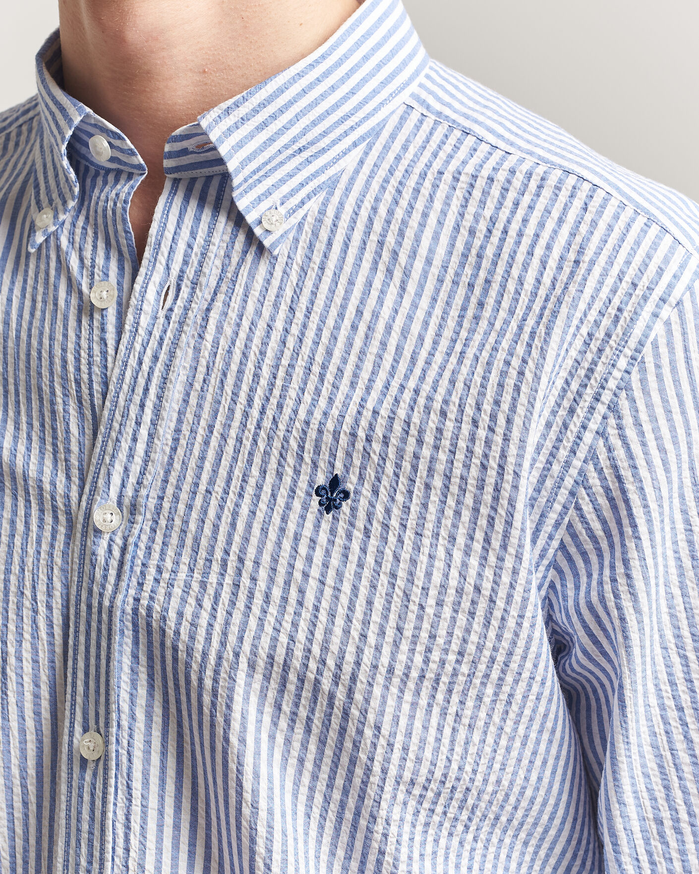 Uomini | Camicie | Morris | Seersucker Shirt Blue