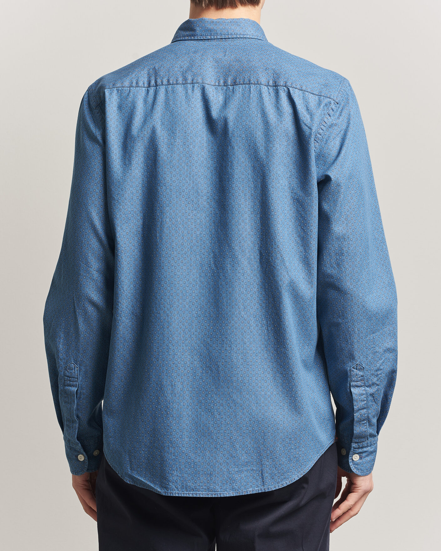 Uomini | Camicie | Morris | Denim Printed Shirt Blue