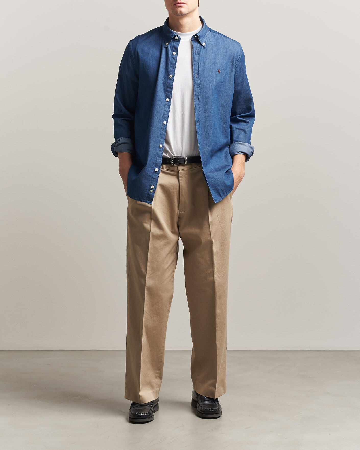 Uomini | Camicie | Morris | Light Denim Shirt Blue