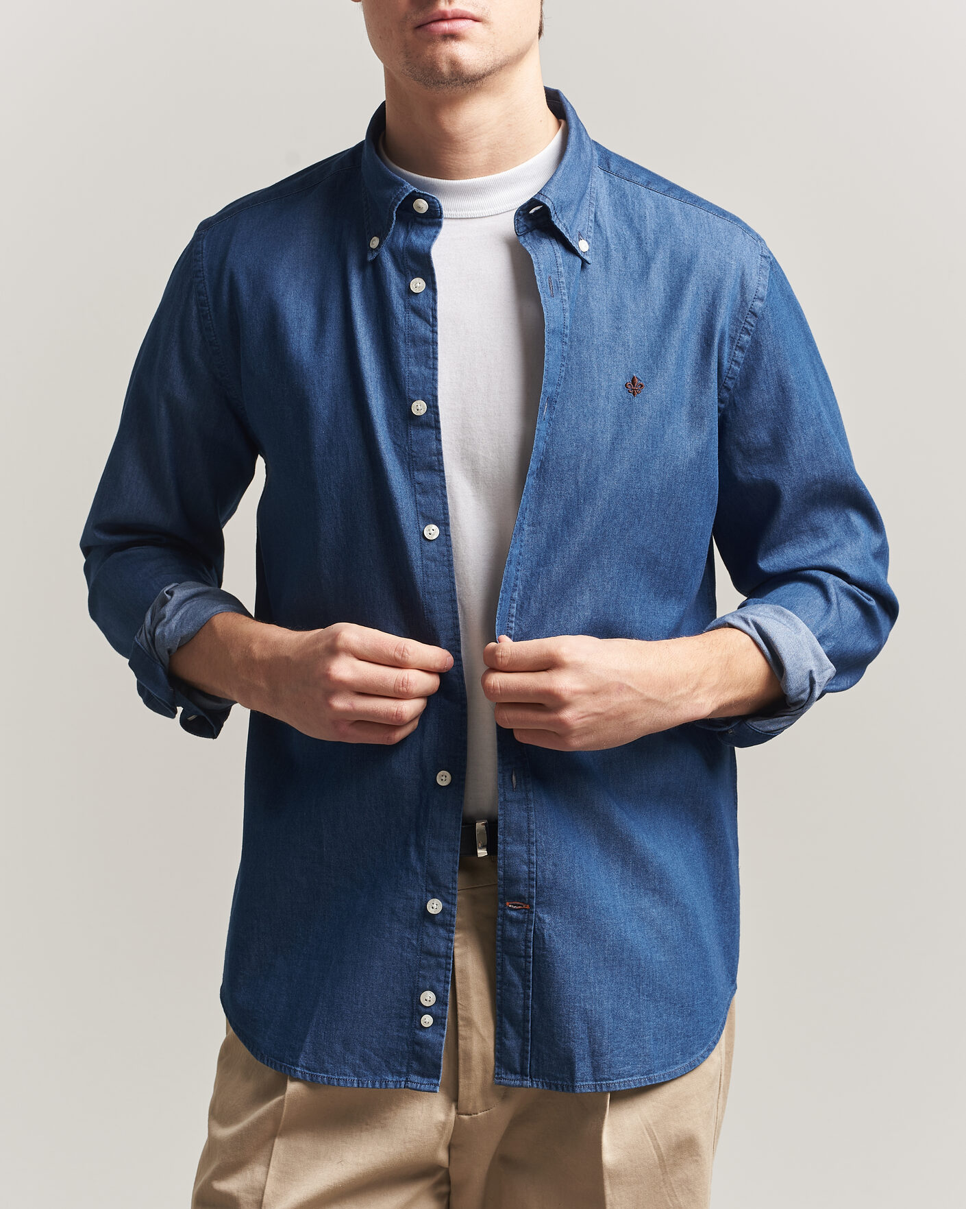 Uomini | Camicie | Morris | Light Denim Shirt Blue