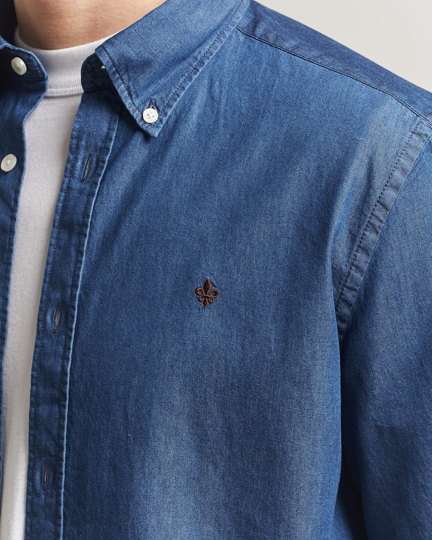 Uomini | Camicie | Morris | Light Denim Shirt Blue