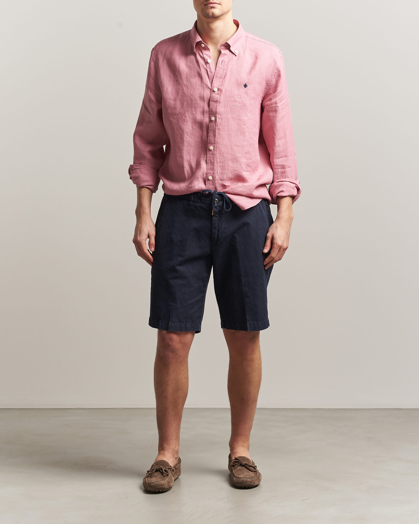 Uomini | Camicie | Morris | Douglas Button Down Linen Shirt Pink