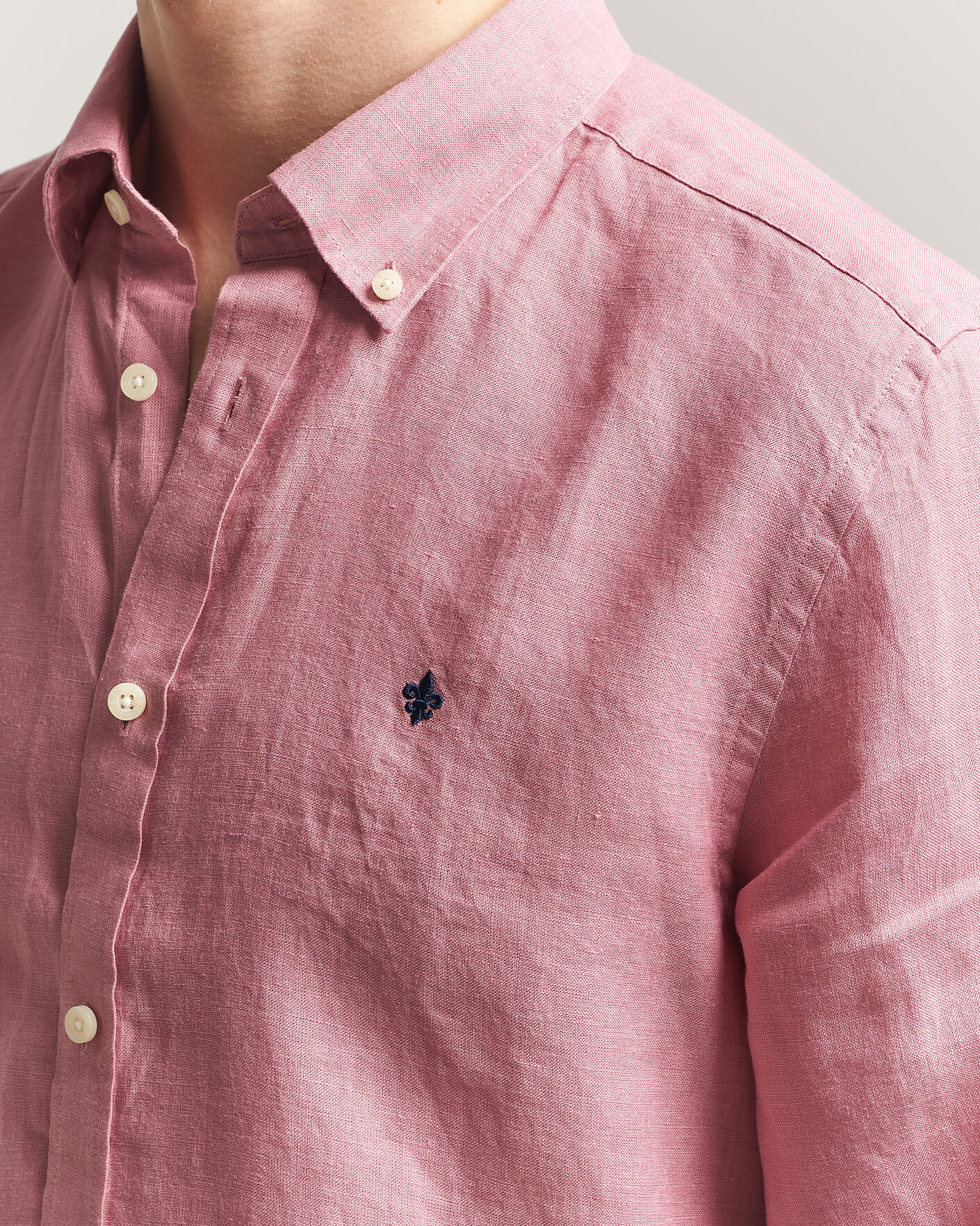 Uomini | Camicie | Morris | Douglas Button Down Linen Shirt Pink
