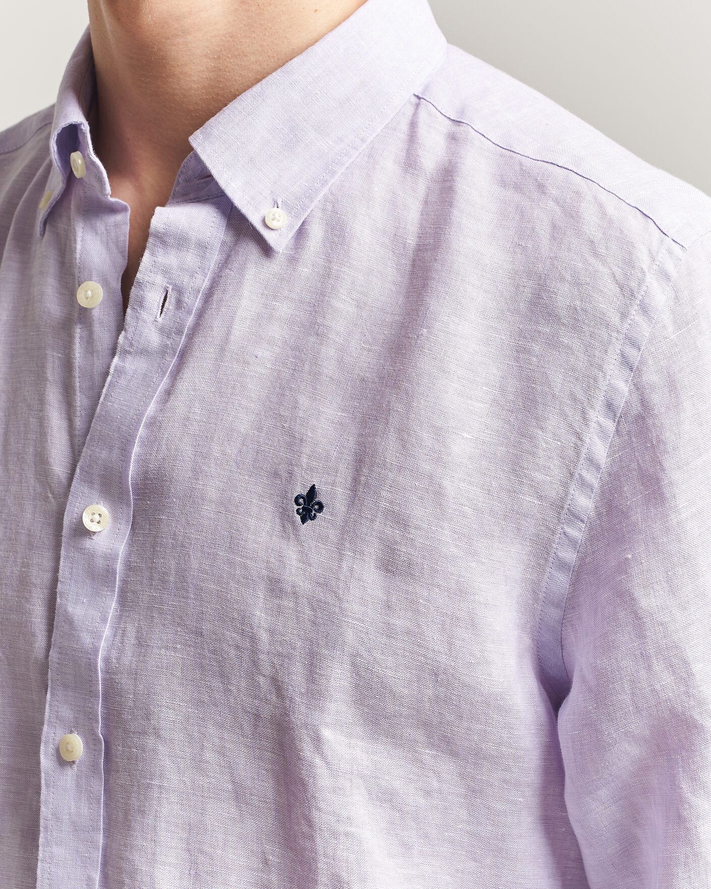 Uomini | Camicie | Morris | Douglas Button Down Linen Shirt Purple
