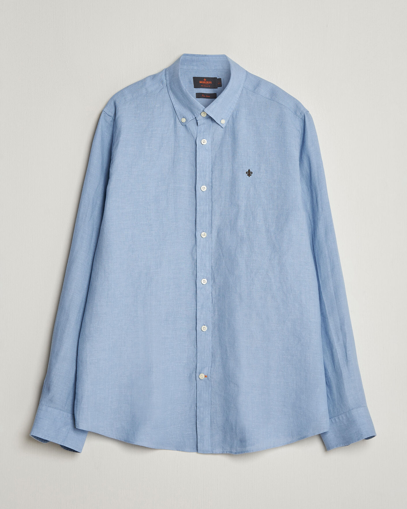 Uomini | Camicie | Morris | Douglas Button Down Linen Shirt Light Blue