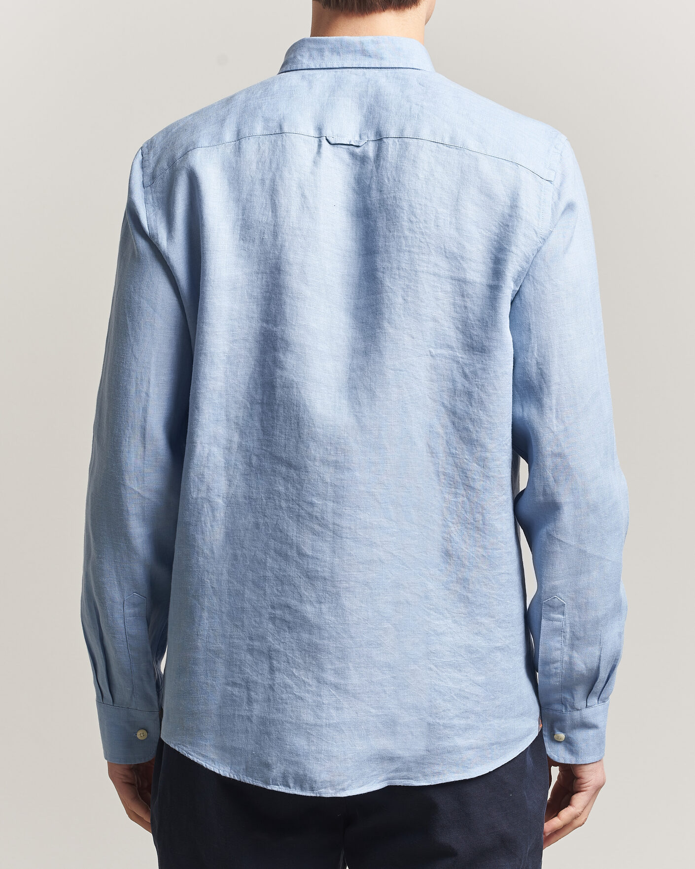 Uomini | Camicie | Morris | Douglas Button Down Linen Shirt Light Blue