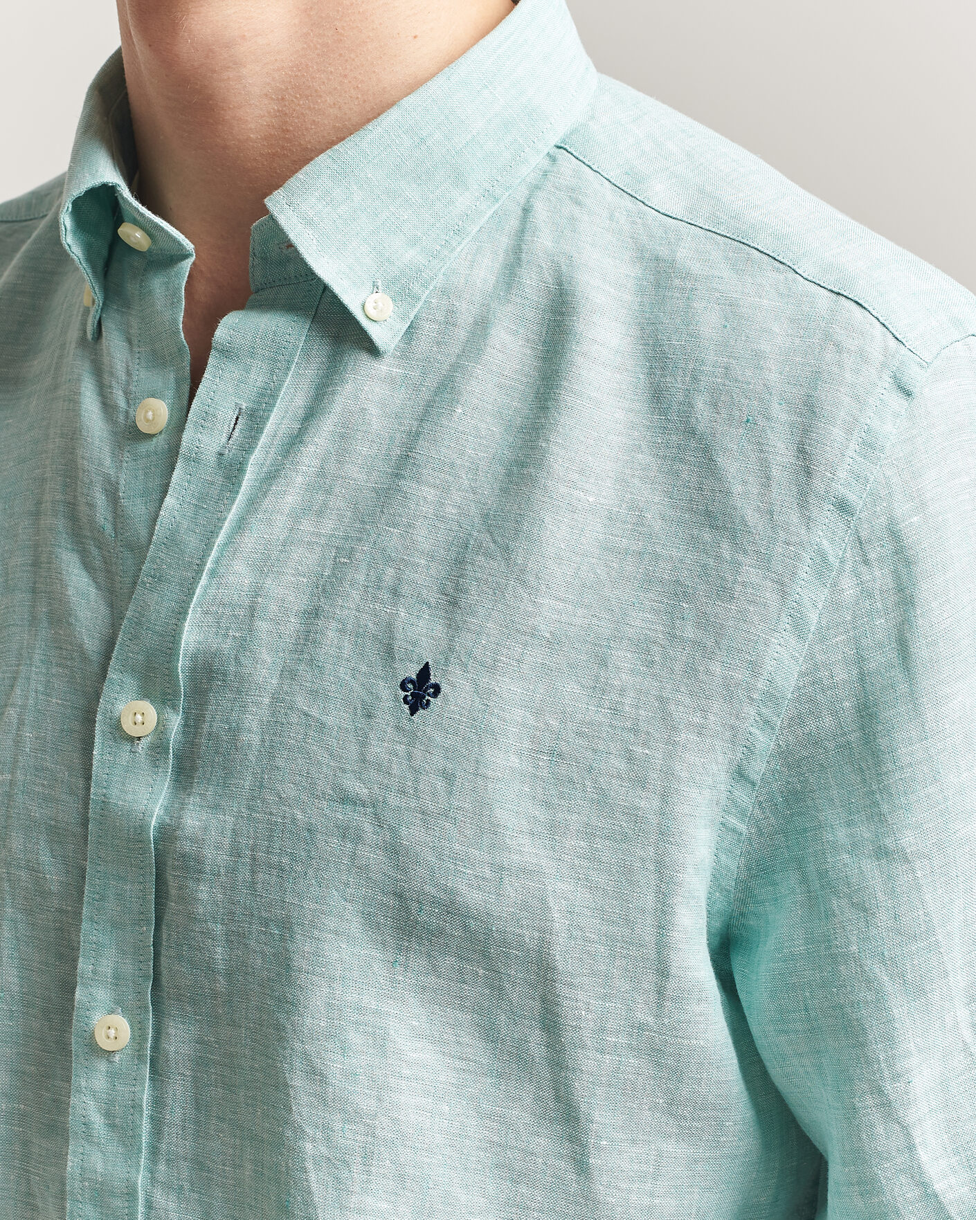 Uomini | Camicie | Morris | Douglas Button Down Linen Shirt Green
