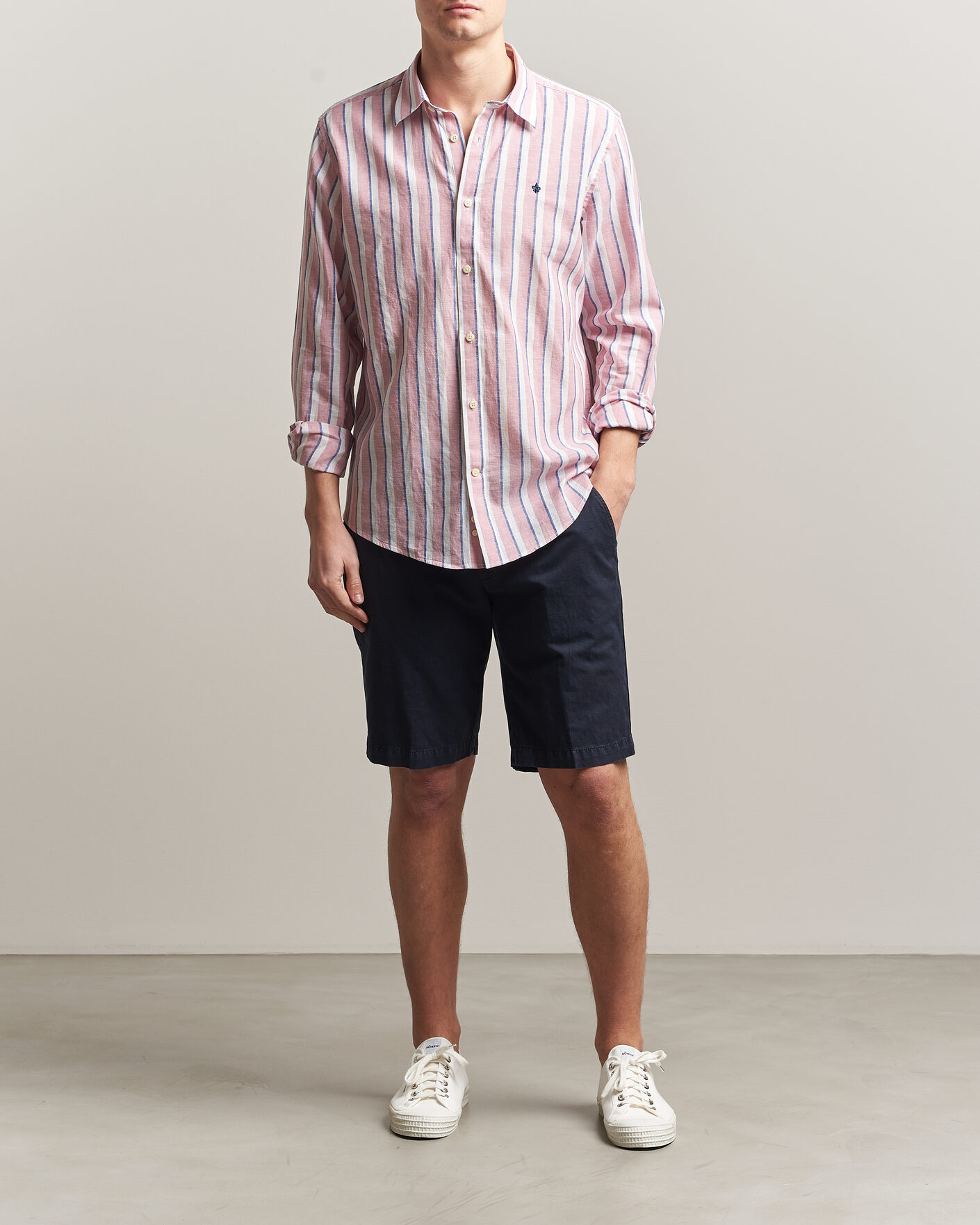 Uomini | Camicie | Morris | Douglas Linen Striped Shirt Red/White