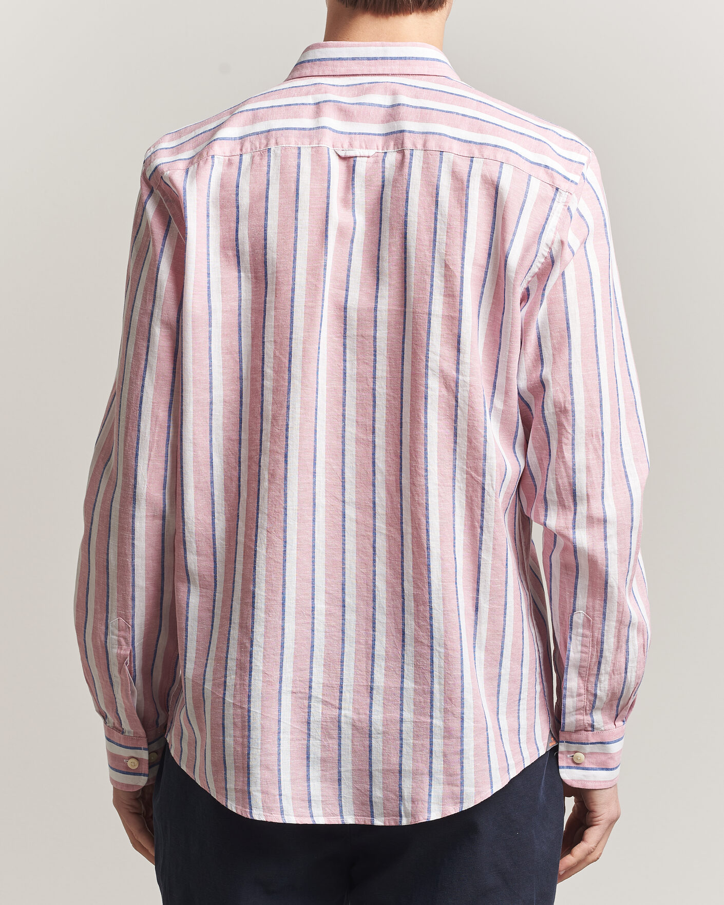 Uomini | Camicie | Morris | Douglas Linen Striped Shirt Red/White