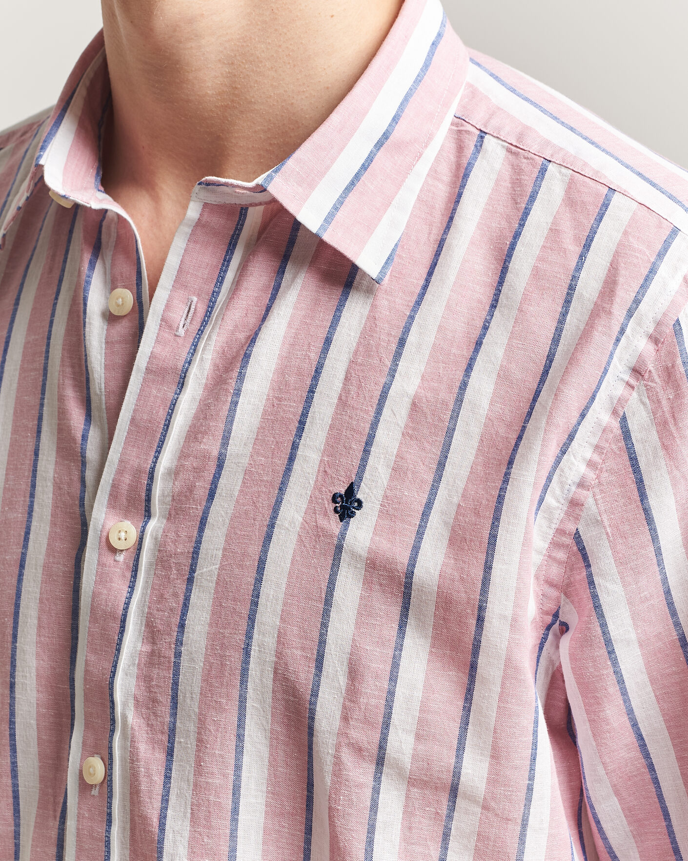 Uomini | Camicie | Morris | Douglas Linen Striped Shirt Red/White