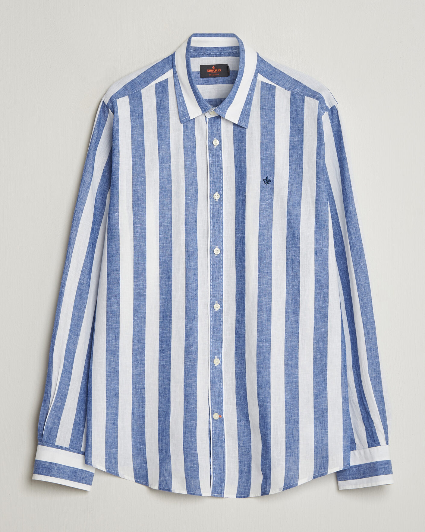 Uomini | Camicie | Morris | Douglas Linen Striped Shirt Blue/White