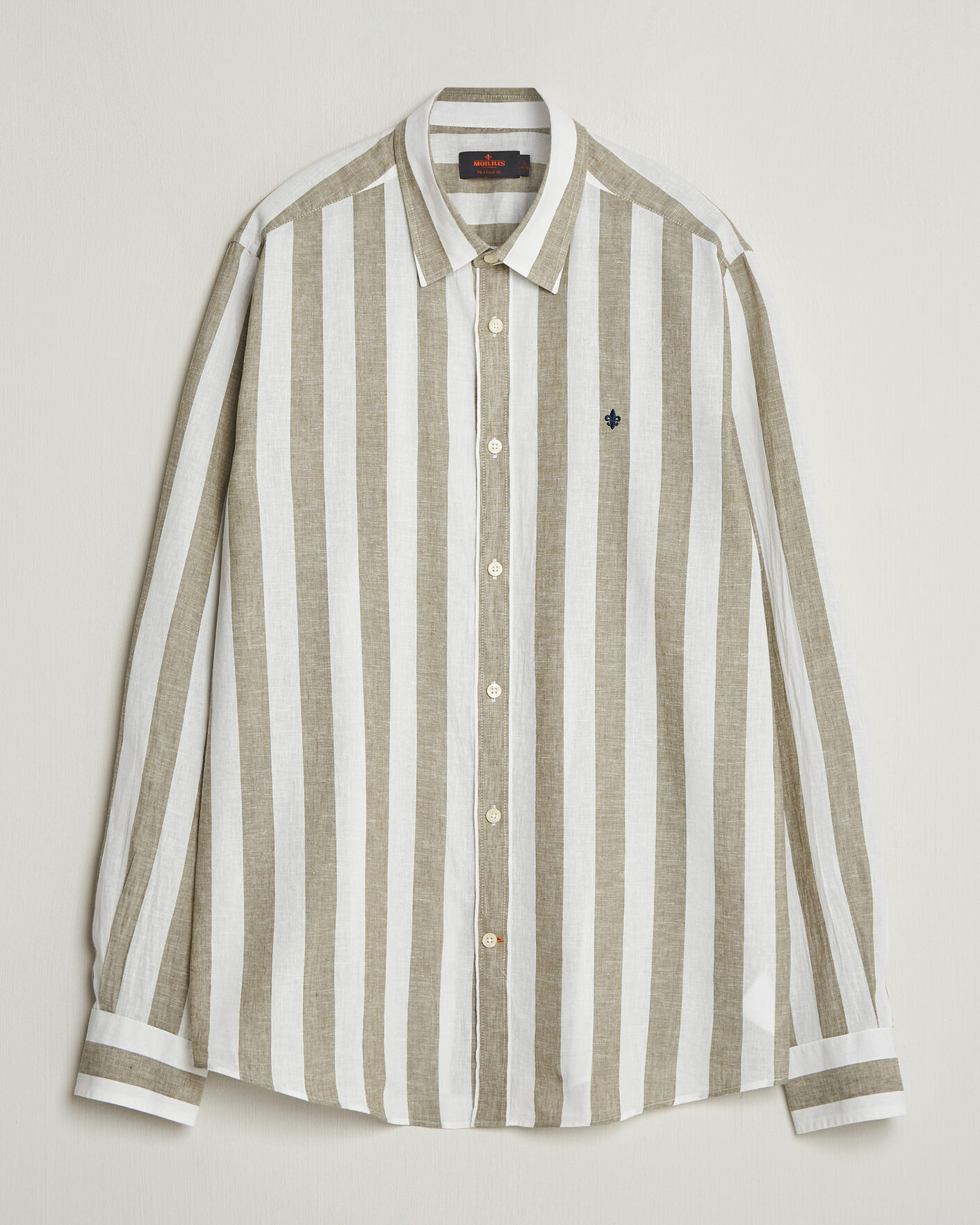 Uomini | Camicie | Morris | Douglas Linen Striped Shirt Green/White
