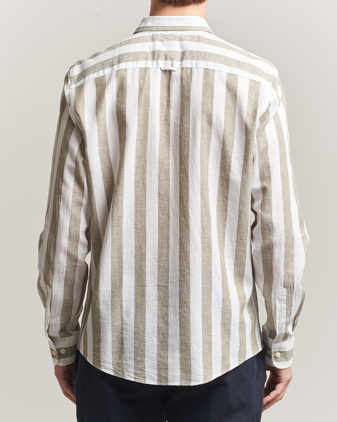 Uomini | Camicie | Morris | Douglas Linen Striped Shirt Green/White